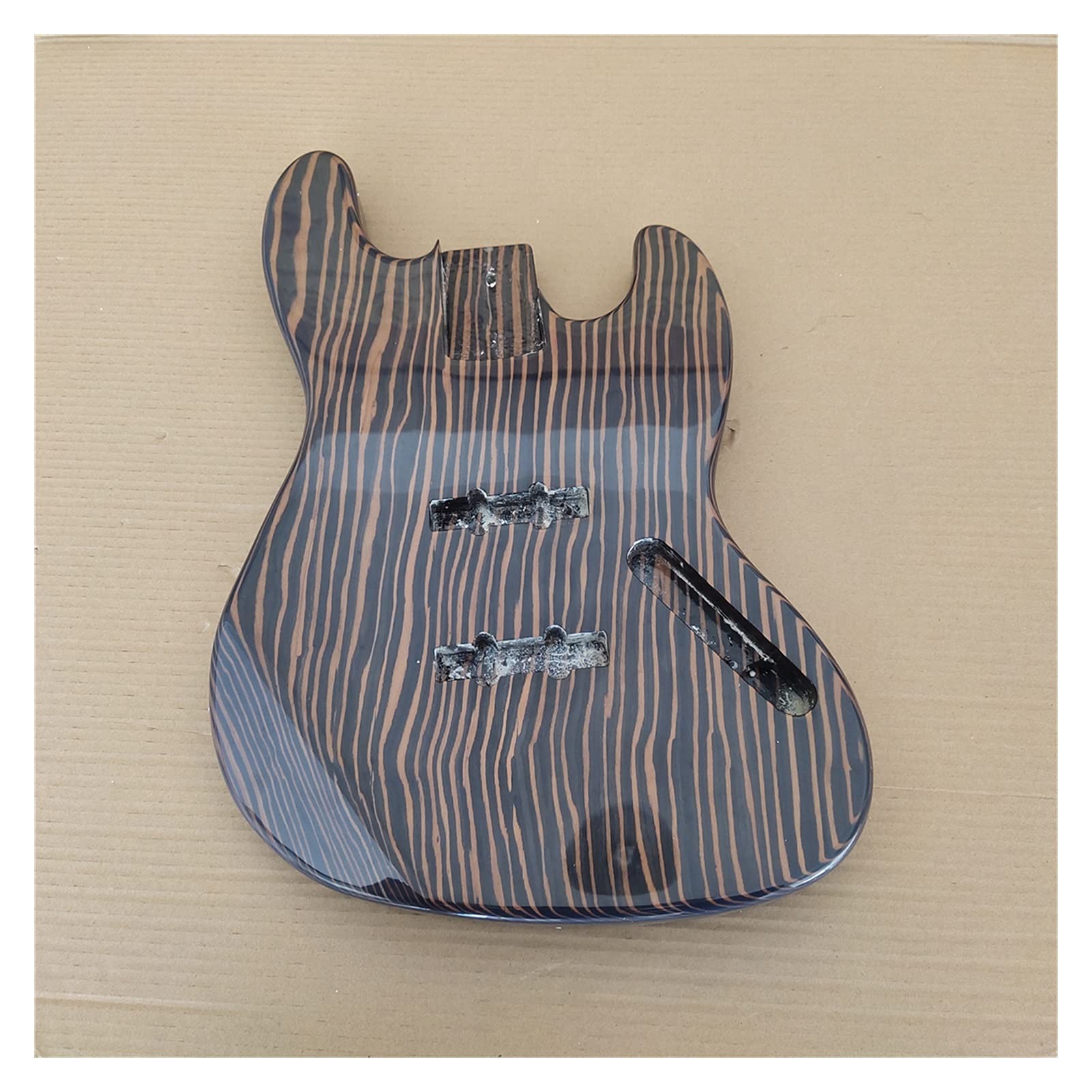 DIY Unfinished Zebrawood Bass Guitar Body Kit - Handmade Gloss Finish for Custom Guitar Building | Perfect for Luthiers, Musicians & Guitar Enthusiasts