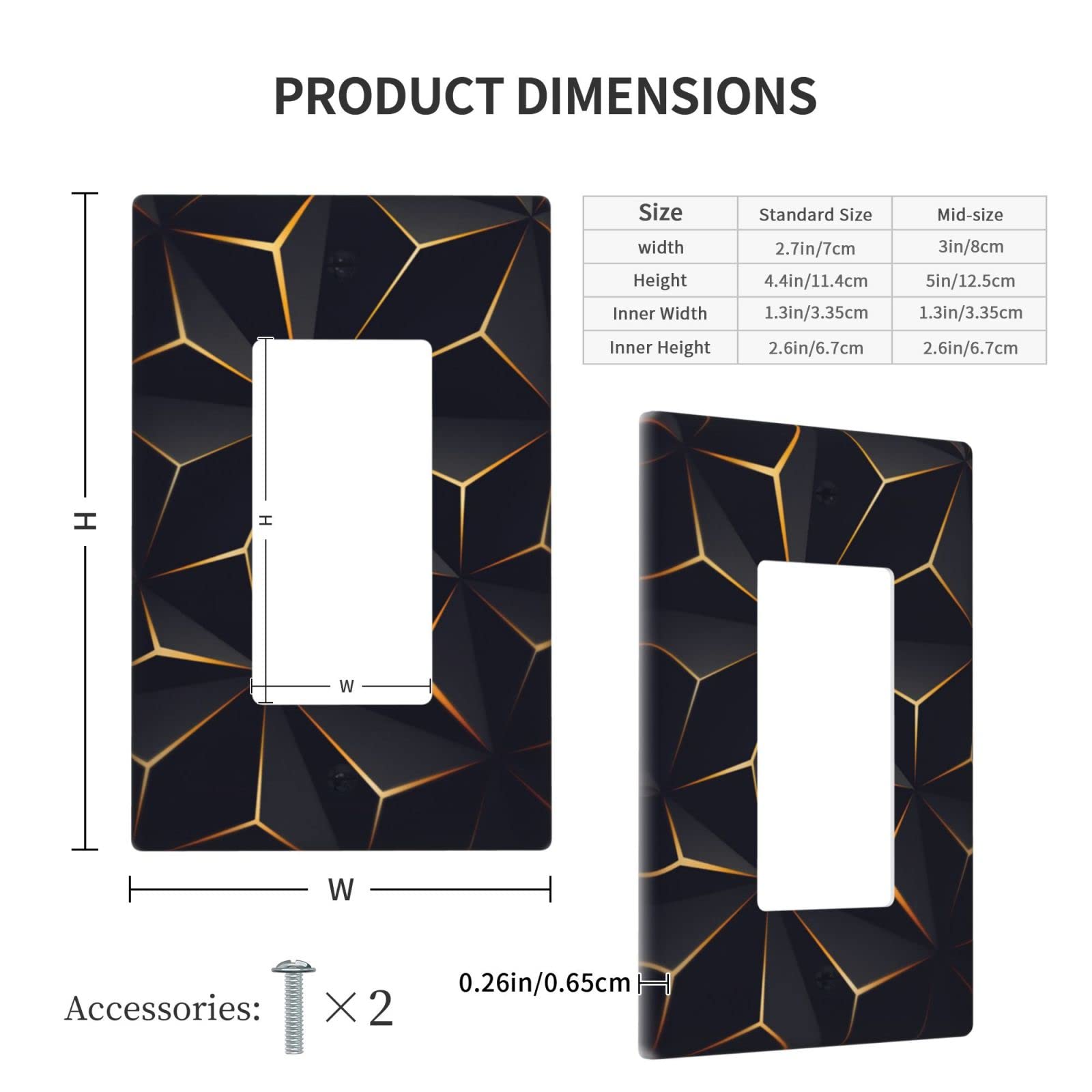 Modern Abstract Diamond Pattern Light Switch Cover - Single Rocker Wall Plate for Bedroom, Kitchen & Home Decor - 1 Gang Switch Plate Faceplate (4.50