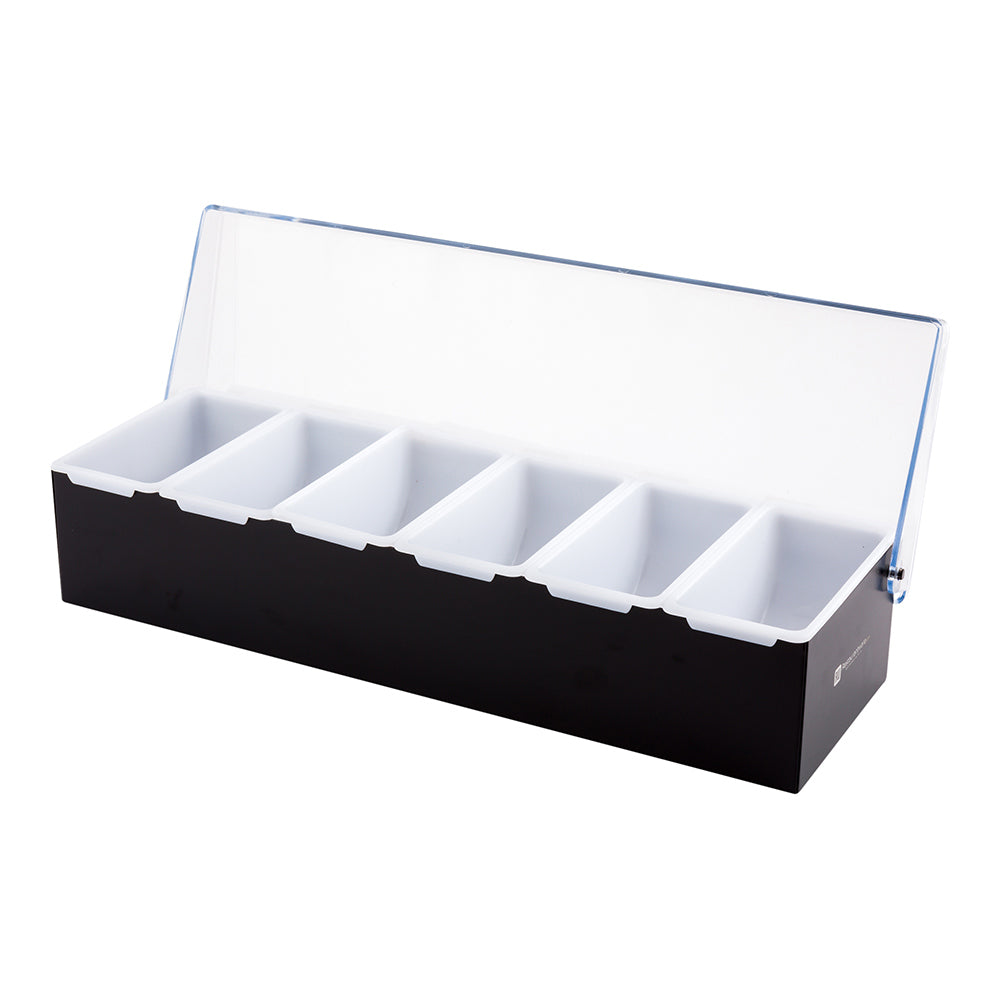 Premium Black Stainless Steel Condiment Caddy with 6 Plastic Inserts - 18