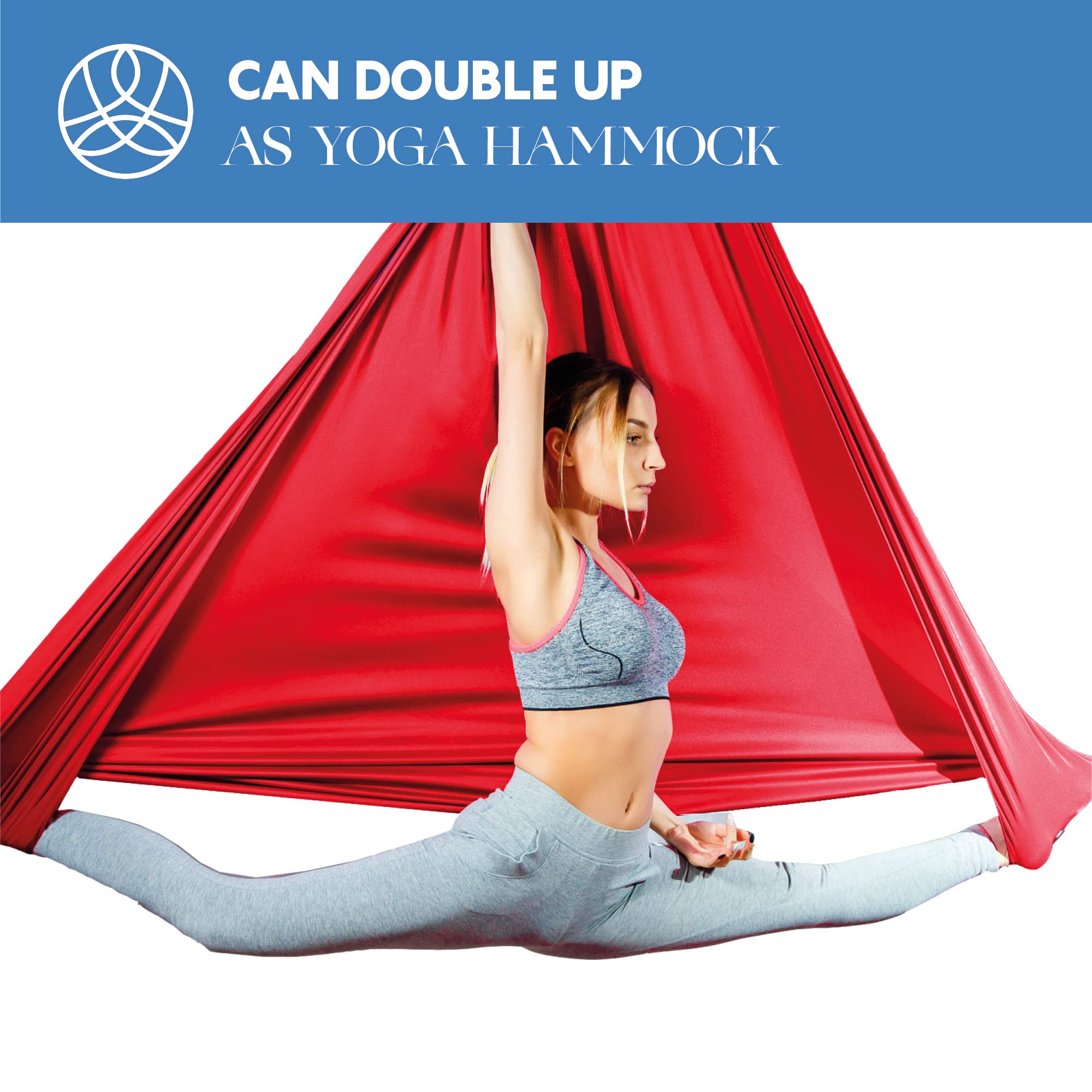 **Aerial Silks Starter Kit - 9 Yards Durable Aerial Yoga Hammock with Hardware & Guide - Perfect for Acrobatic Flying Yoga, Aerial Swing & All Skill Levels (Supports Rigging Up to 13ft) - Ideal for Home Gyms, Studios & Outdoor Fitness**