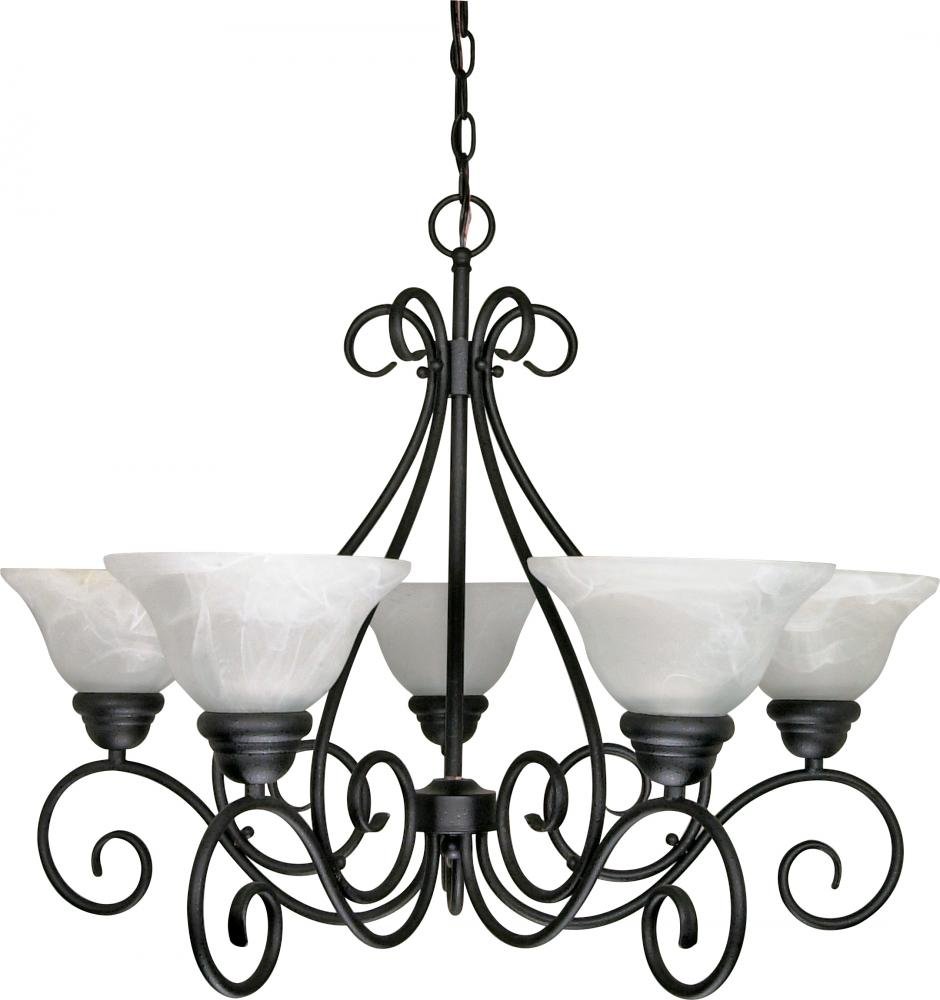 Nuvo 60/380 5-Light Alabaster Glass Chandelier - Elegant Ceiling Light Fixture for Dining Room, Living Room & Bedroom Lighting