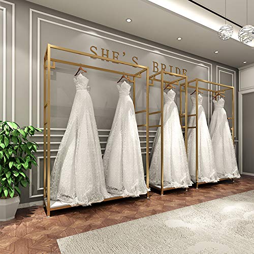 HOMEKAYT Gold Freestanding Clothing Rack with Shelves - 59