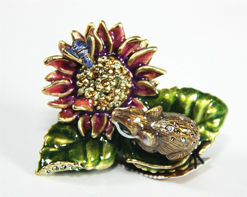 Jay Strongwater Mouse & Mum Trinket Box - Elegant Jewelry Storage & Gift Box for Mother's Day, Birthday, Home Decor