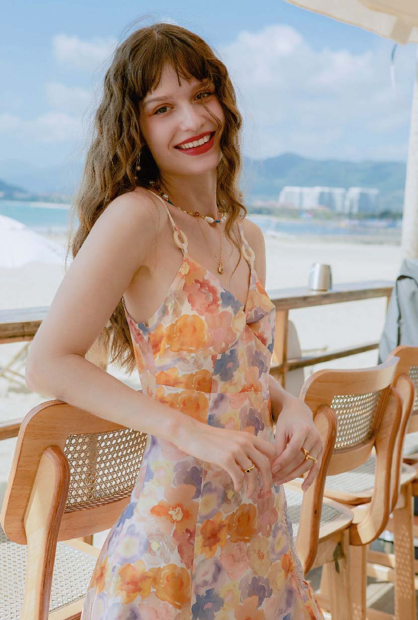 Neesha Floral Print Dress - Watercolor Design Women's Summer Dress for Casual Wear, Beach, and Vacation Outfits