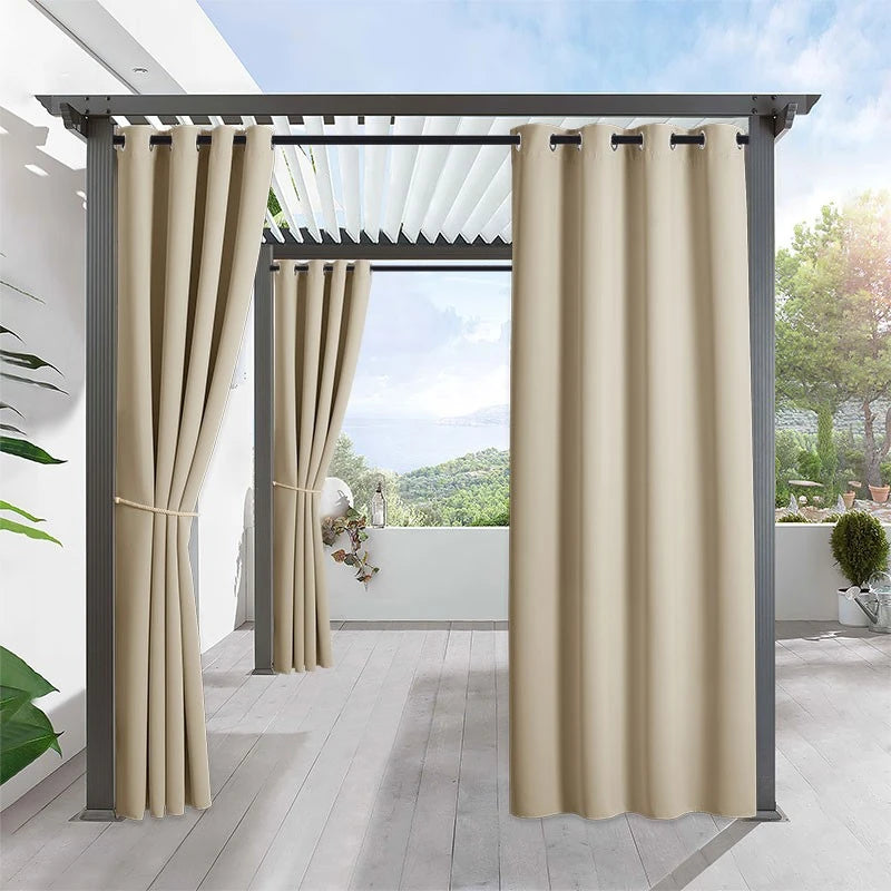 Joan Waterproof Blackout Outdoor Curtains - UV Protection & Noise Reducing Patio Curtains for Deck, Porch, and Backyard Privacy