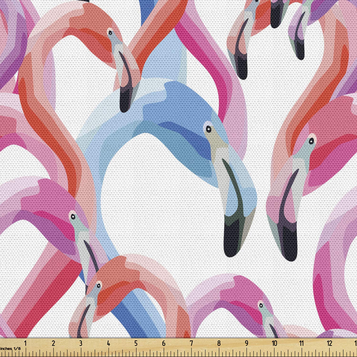 Ambesonne Flamingo Fabric by The Yard - Watercolor Pastel Tropical Birds Print for Upholstery, Curtains & Home Decor | 10 Yards Multicolor Cotton Fabric for Wedding, Nursery & Bohemian Decor
