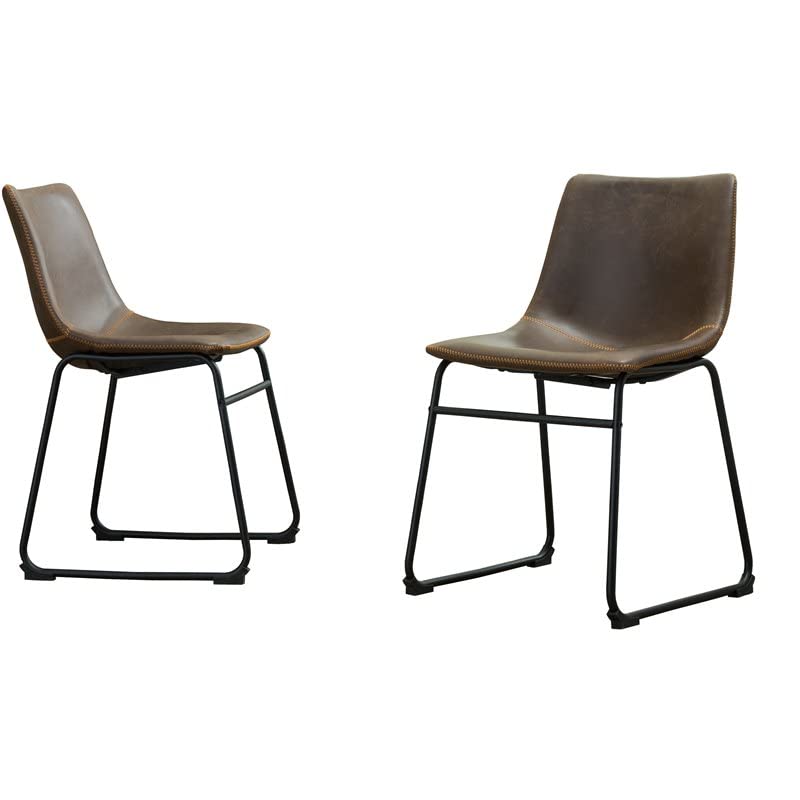 Premium PU Leather Dining Chairs Set of 2 - Antique Brown Modern Kitchen Chairs for Dining Room, Restaurant & Home Decor - Comfortable & Stylish Seating Solution