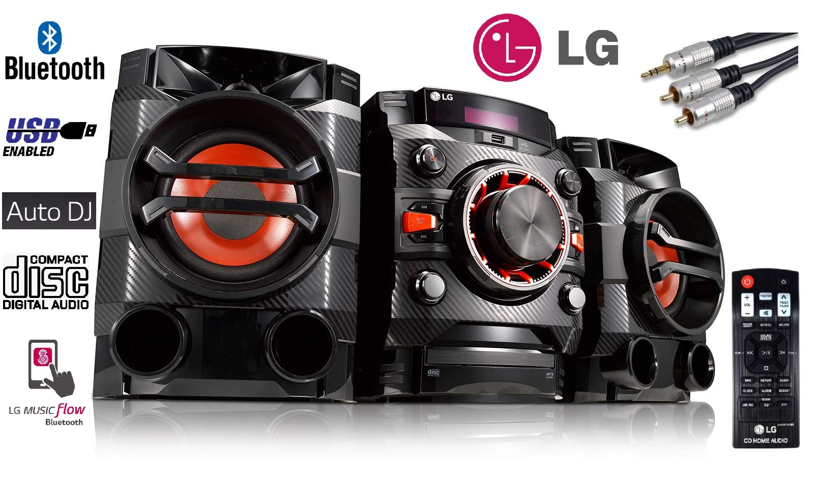 LG CM4360 Mini HiFi System - 230W RMS Bluetooth Wireless Stereo with CD Player, FM RDS, USB Port | TV Sound Sync & Auto DJ Features | Includes Remote | Perfect for Home Entertainment & Party Music