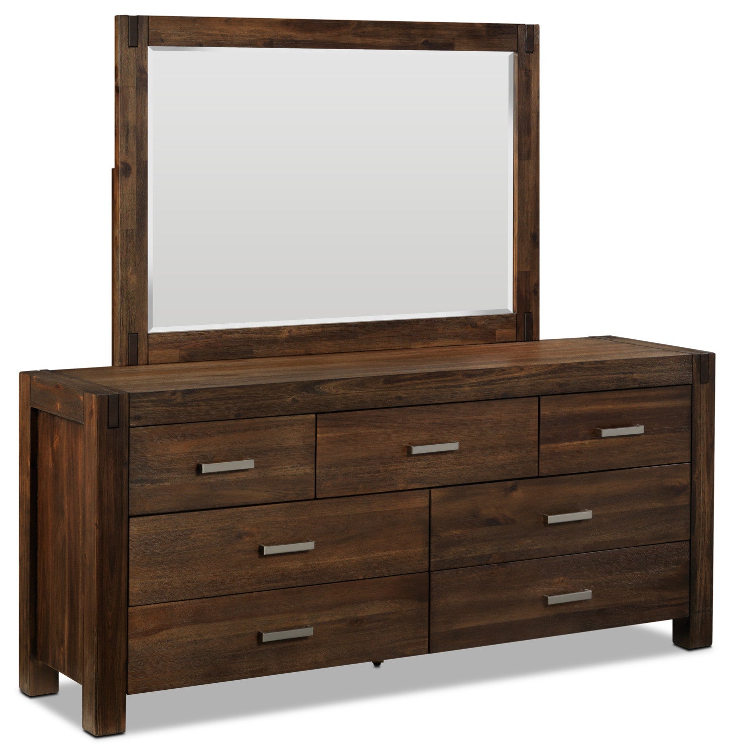 7-Drawer Dark Oak Dresser - Birmingham Style Solid Wood Chest for Bedroom Storage & Organization