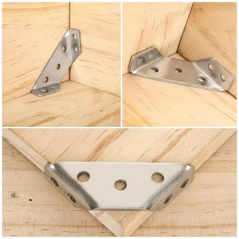 Stainless Steel Universal Furniture Corner Connector Bracket - 10 Pcs with 70 Screws for Angle Fastening & Frame Support | Perfect for DIY Furniture Assembly, Shelving, Cabinets & Home Improvement Projects