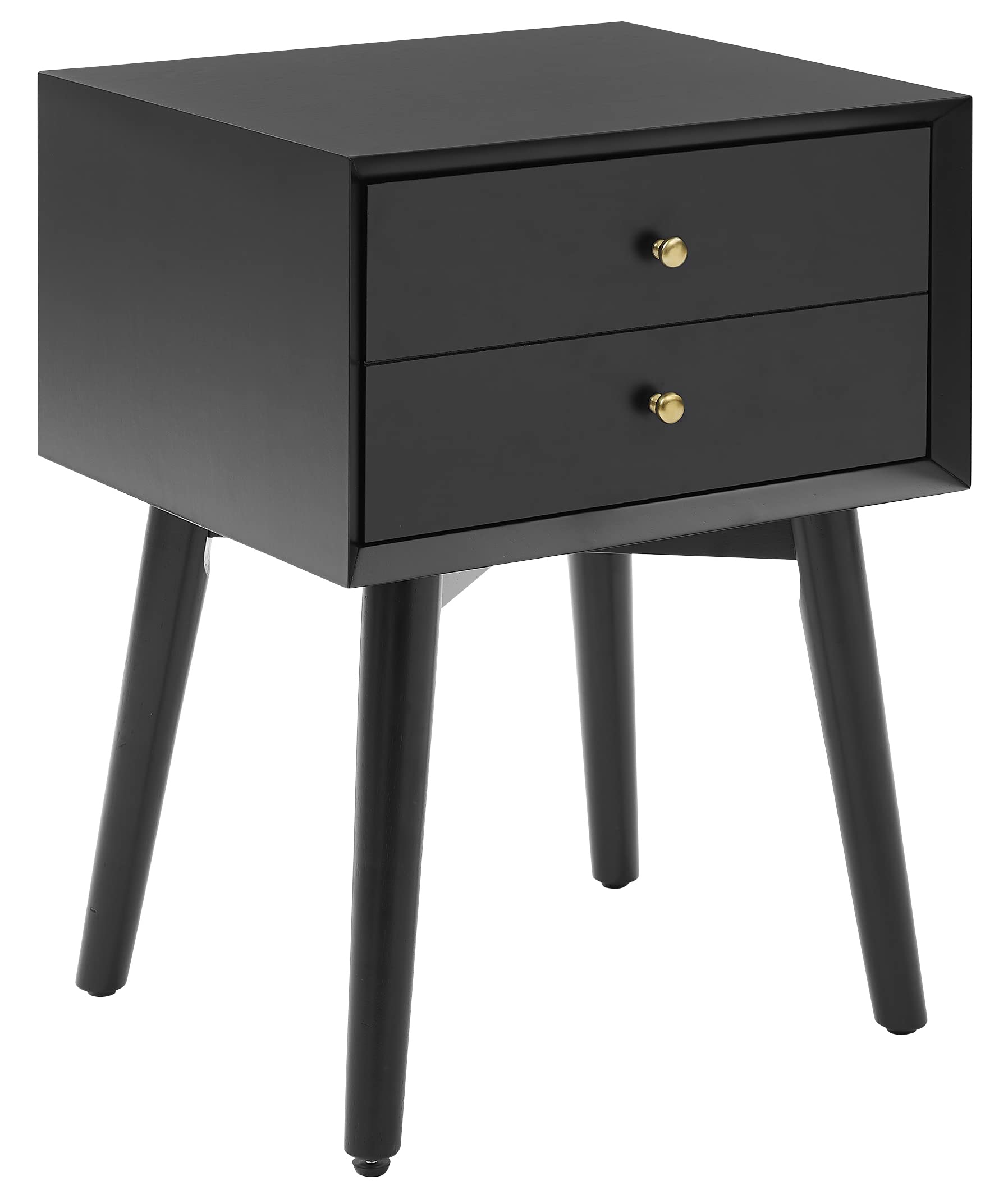 Crosley Furniture Landon Nightstand Side Table with Drawer - Matte Black Finish, Bedroom Nightstand for Small Spaces, Modern Bedside Table with Storage