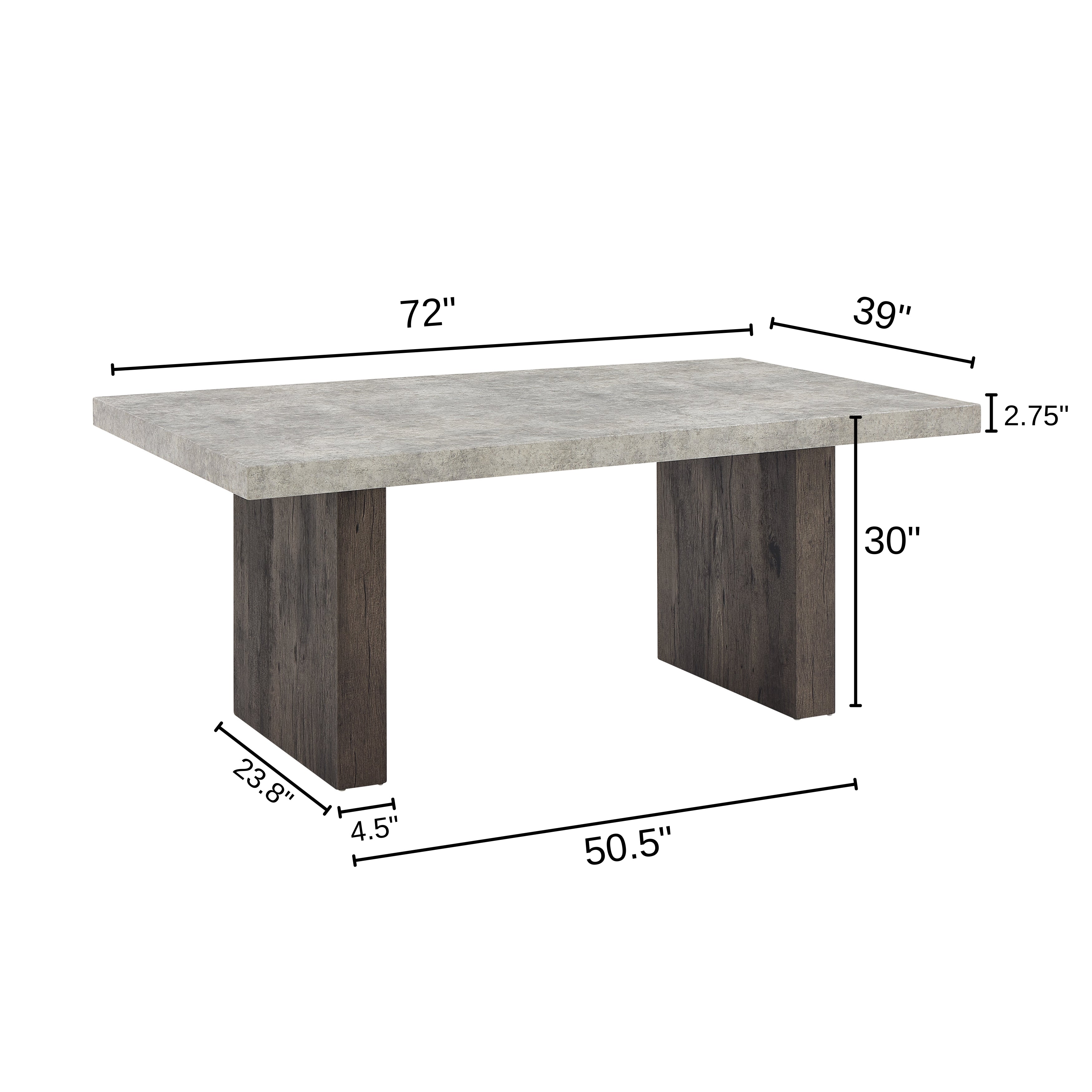 Roundhill Furniture Sorlen Modern 7-Piece Dining Set - 3D Faux Concrete Table with 6 Upholstered Chairs for Kitchen, Dining Room & Outdoor Patio