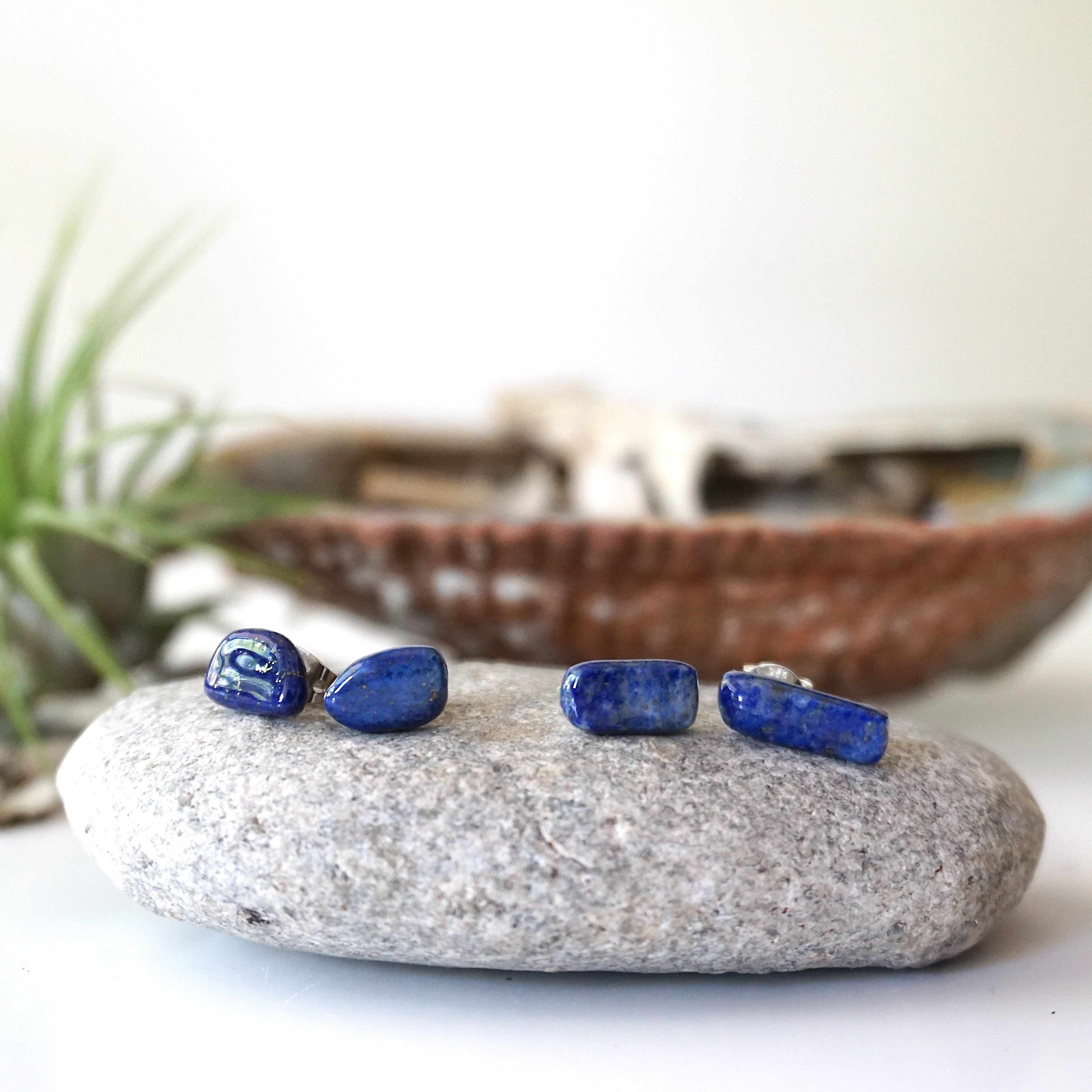 Lapis Lazuli Stud Earrings - 14K Gold Post Earrings for Women | Perfect for Everyday Wear, Office & Special Occasions