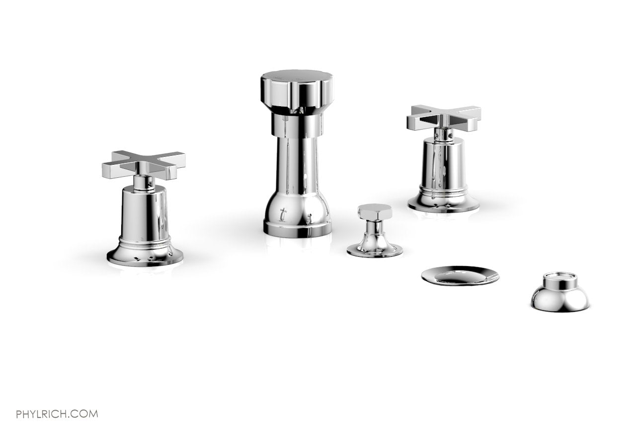 HEX MODERN 4-Hole Bidet Faucet Set with Cross Handles - Model 501 60 - Perfect for Modern Bathroom Renovations & Spa-Like Experience