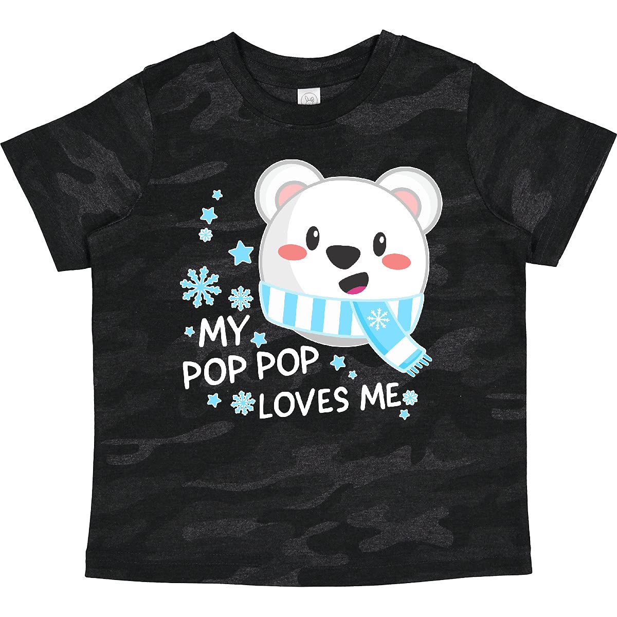 Inktastic My Pop Pop Loves Me Polar Bear Graphic Toddler T-Shirt - Soft Cotton Baby Tee for Grandparents Day, Family Outings & Cute Photo Ops