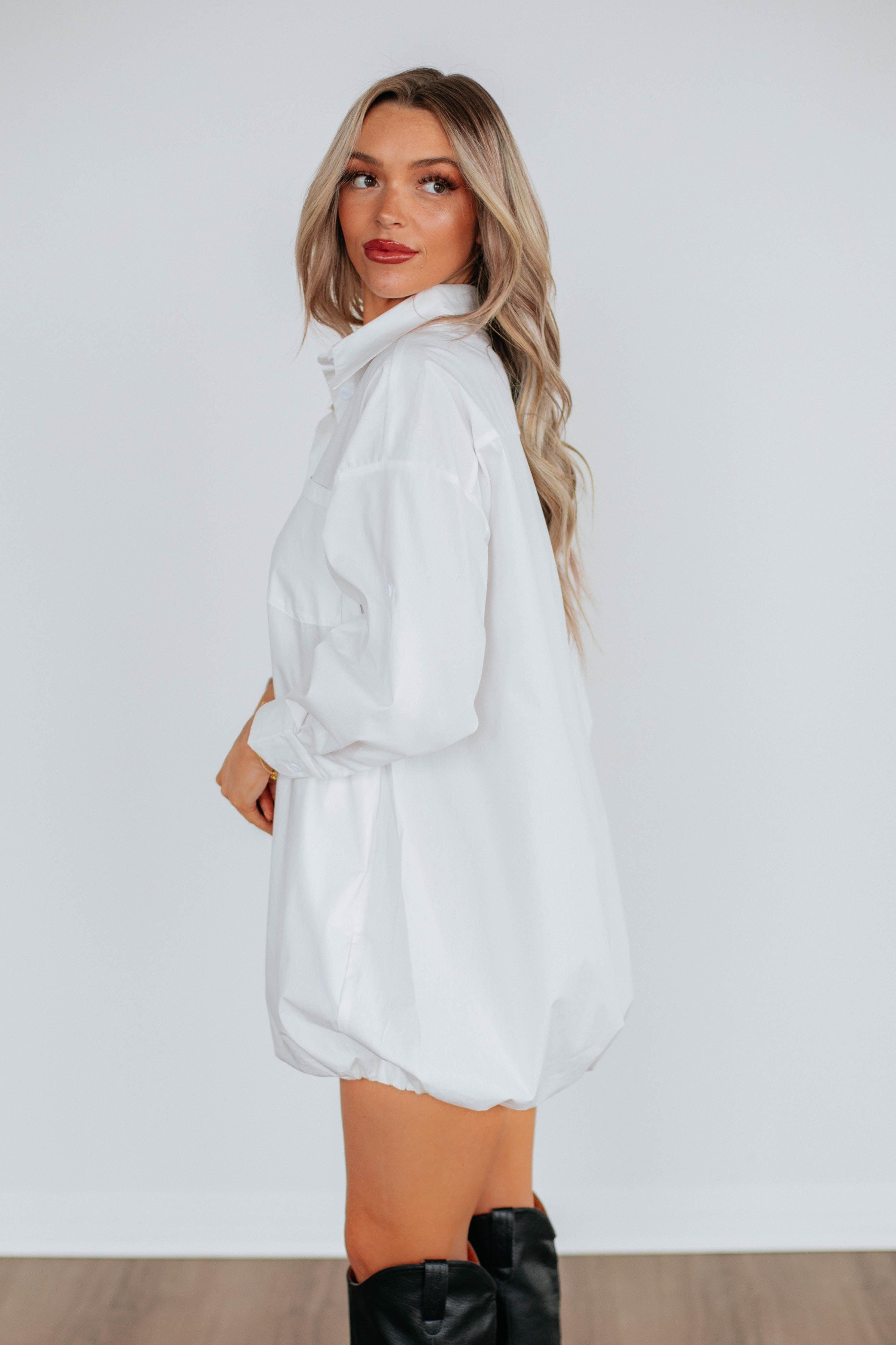 Joette Shirt Dress for Women - Elegant Cream Button Down Shirt Dress with Belt, Casual Office Wear & Spring Summer Outfits