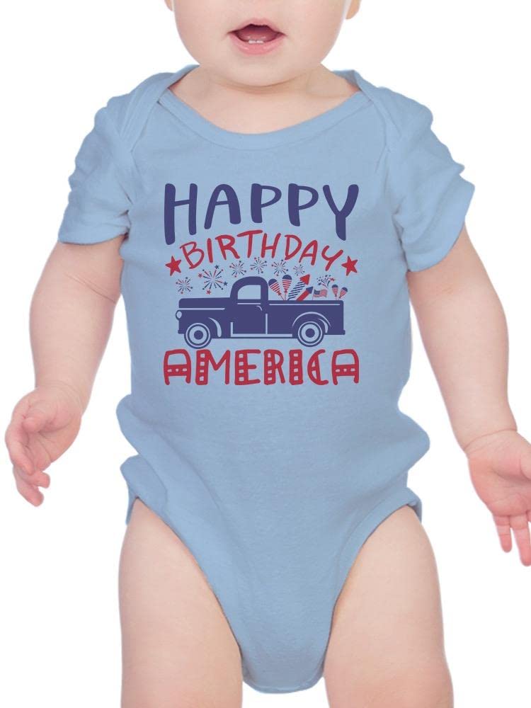 Smartprints Happy Birthday America! Baby Bodysuit - Patriotic Outfit for 4th of July, Memorial Day & Independence Day Celebrations