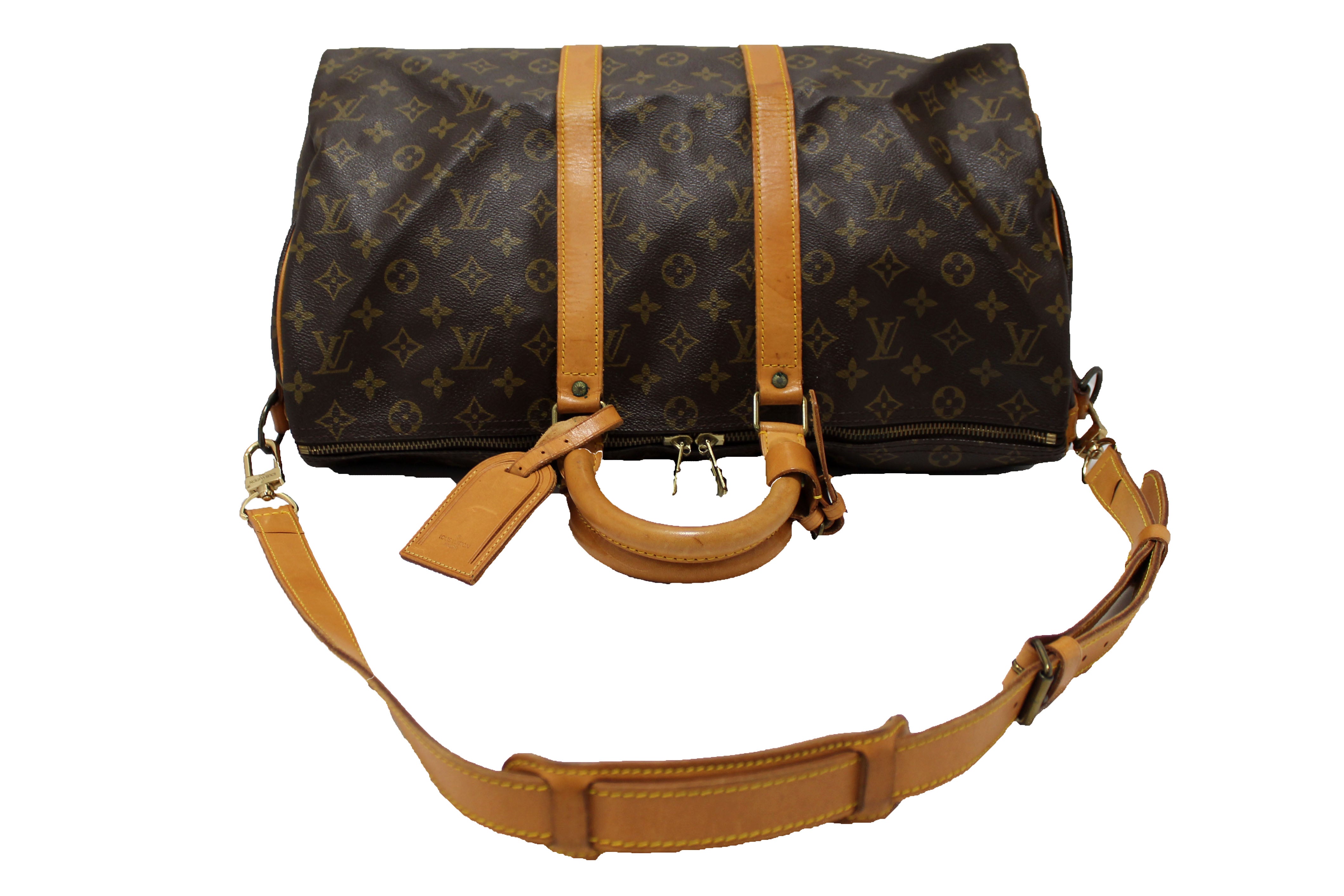 Authentic Louis Vuitton Monogram Keepall Bandouliere 45 Travel Duffle Bag - Luxury Weekend Getaway & Business Travel Carry-On Luggage for Men & Women