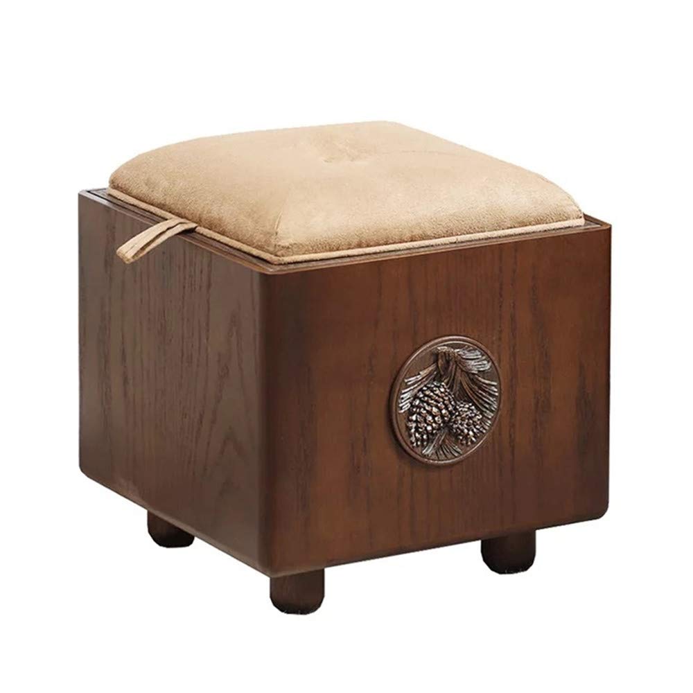 Multifunctional Solid Wood Storage Stool for Shoes & Toys - Home Use