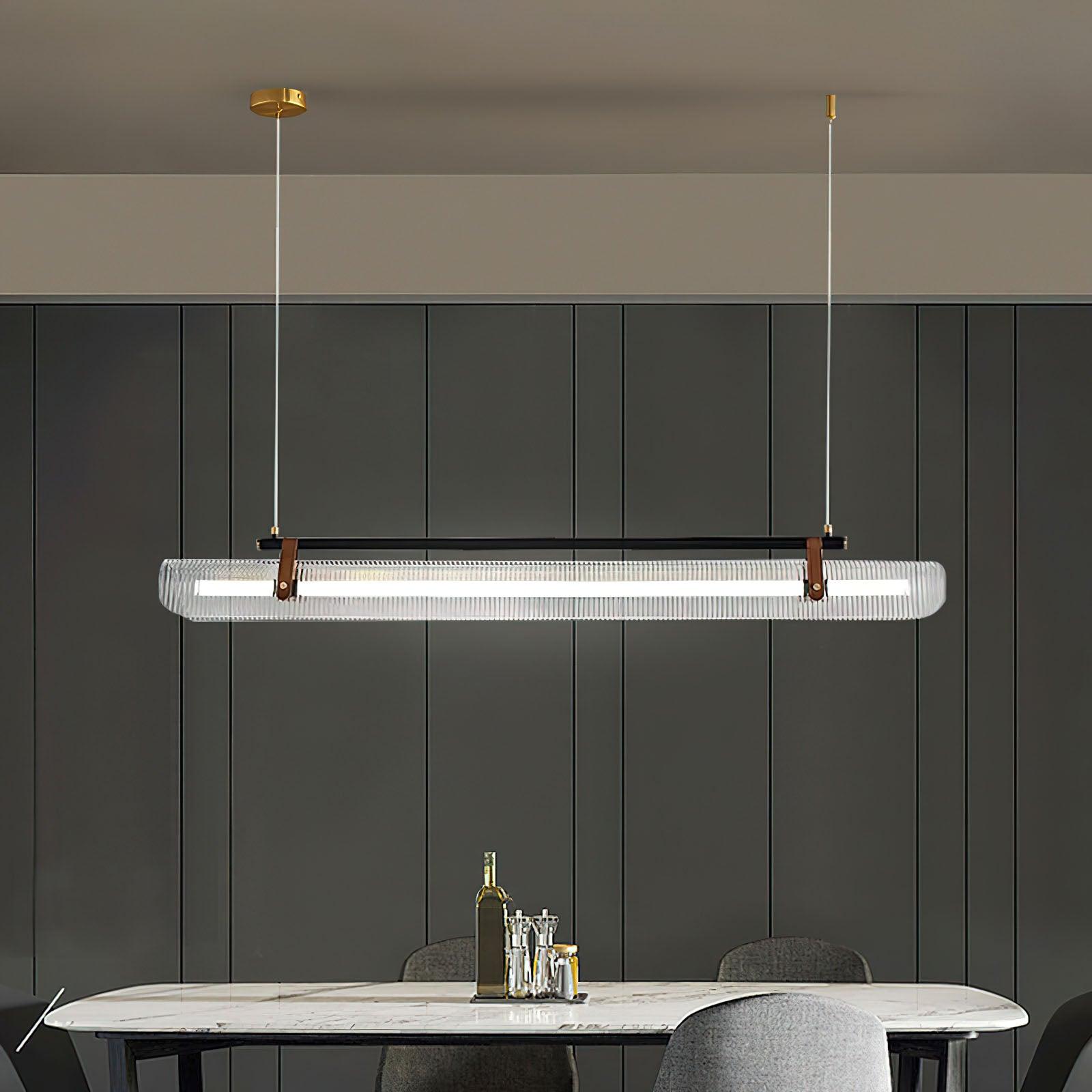 Modern Acrylic Linear Chandelier - Sleek Contemporary LED Pendant Light for Dining Room, Kitchen Island & Living Room Decor