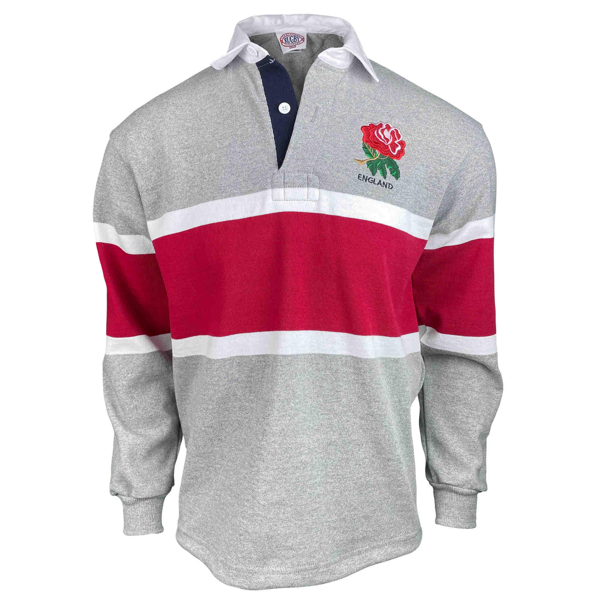 England Grey Stripe Rugby Jersey - Authentic Vintage Style Rugby Shirt for Men - Perfect for Match Day, Sports Events & Casual Wear