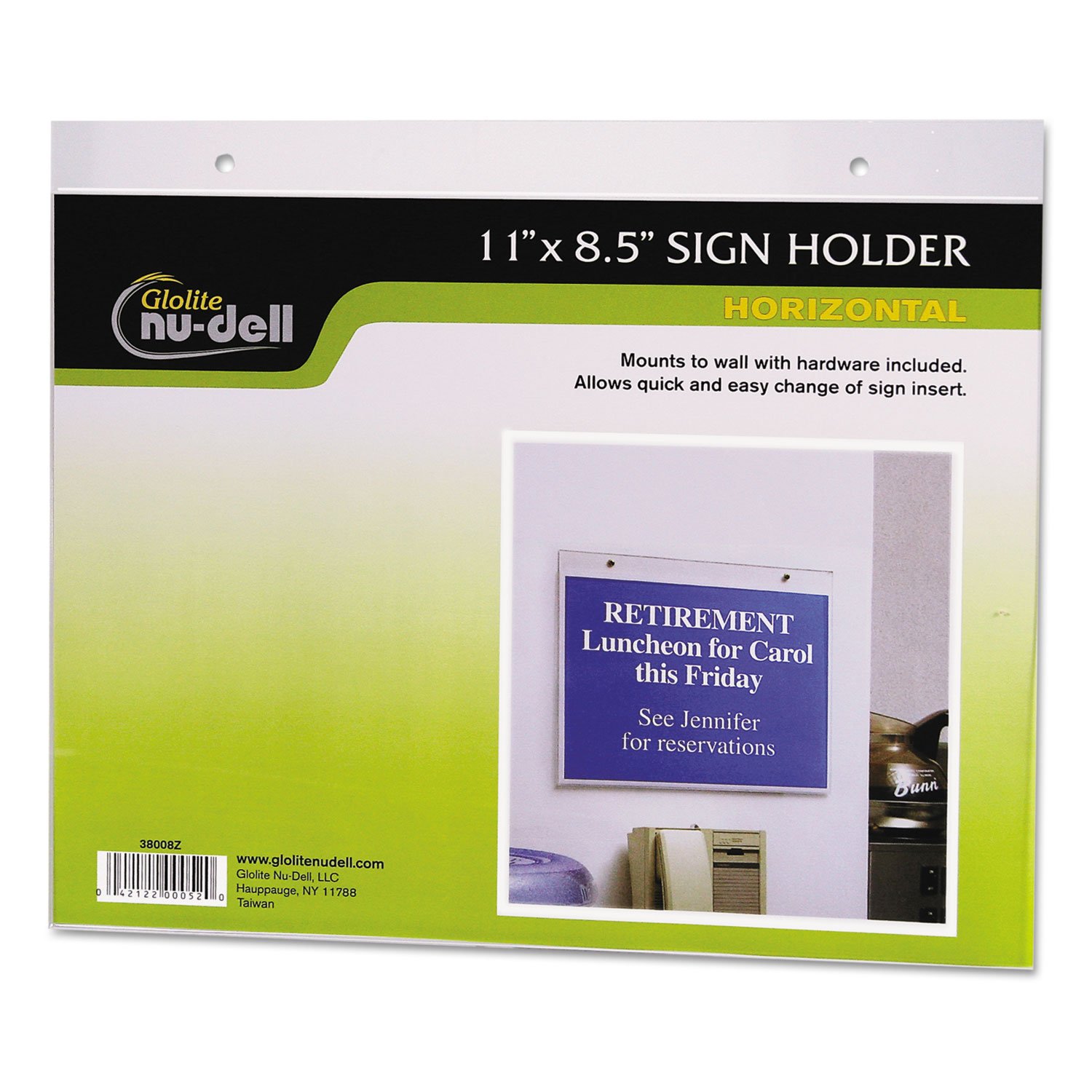 Nu-Dell 8.5x11 Clear Plastic Sign Holder - Wall Mount for Retail & Offices