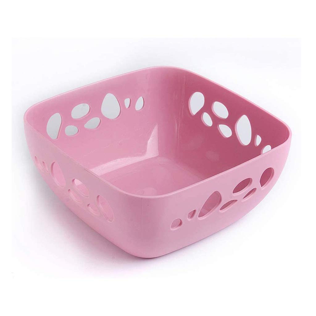 SHUUY Plastic Vegetable Basket - Kitchen Strainer & Fruit Plate - Durable & Lightweight for Washing, Draining, Storing Veggies & Fruits (Pink) - Perfect for Kitchen, Pantry, Salad Prep & Picnics
