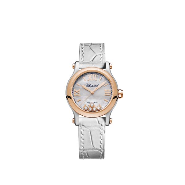 Chopard Happy Sport Ladies Watch - 18K Rose Gold & Diamonds with Stainless Steel Band | Luxury Women's Timepiece for Gifts, Special Occasions & Everyday Elegance