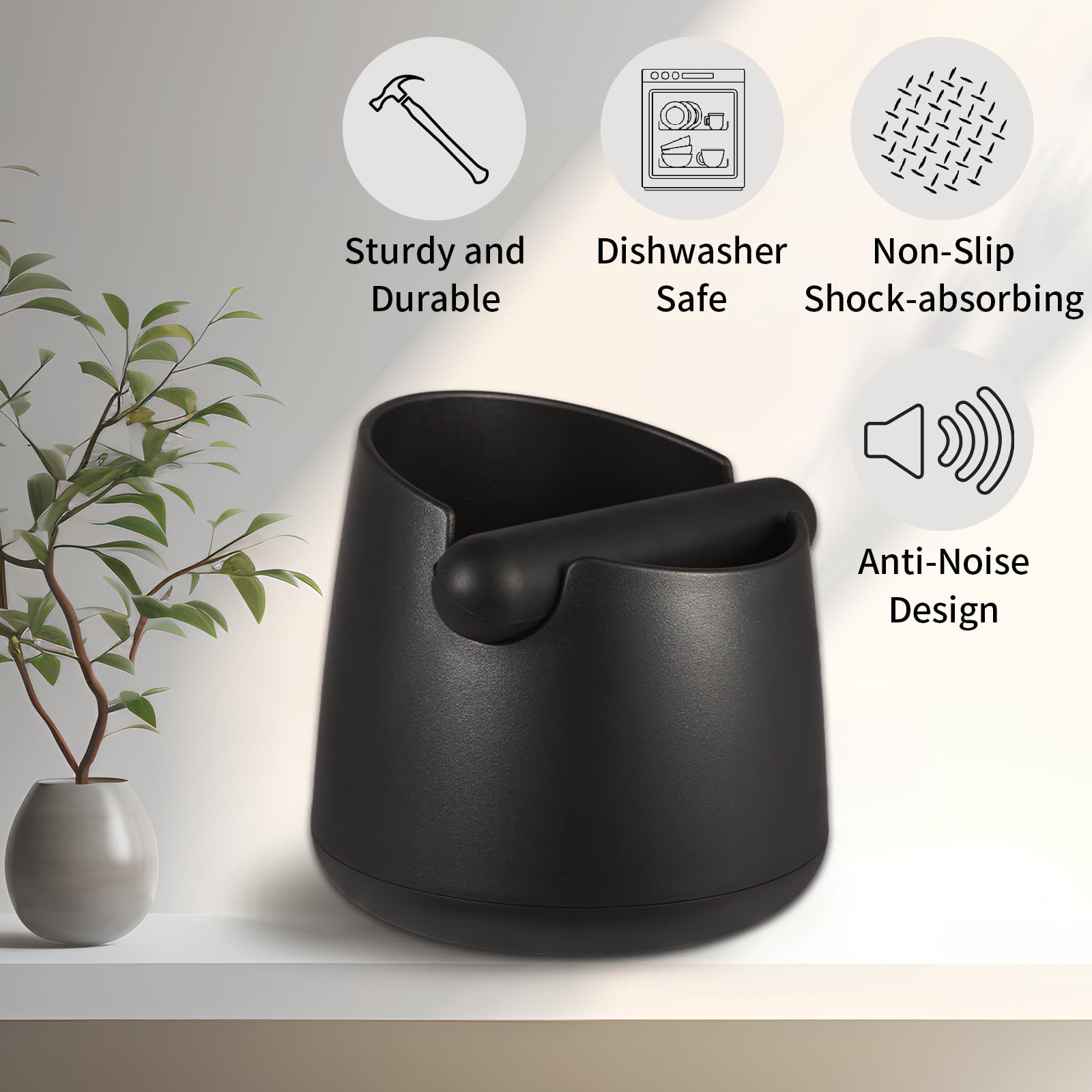 Premium Large Capacity Espresso Knock Box with Shock-Absorbent Design, Removable Knock Bar & Non-Slip Base - Perfect for Home Coffee Bars & Professional Cafes