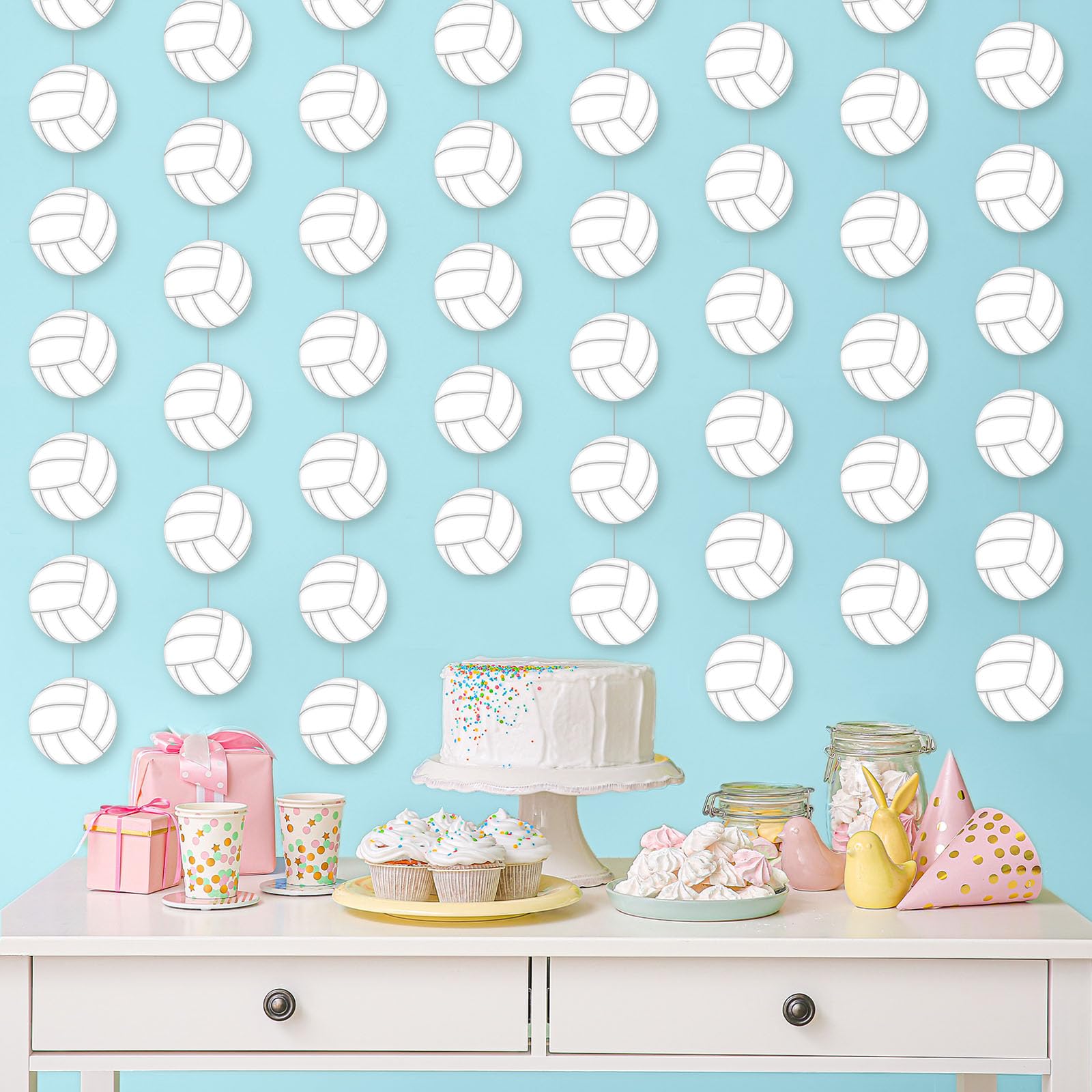 Duraaamo 8 Pack Volleyball Party Banner Decorations - Paper Garland, Birthday Party Supplies for Volleyball Theme Celebrations | Perfect for Sports Parties, Team Events & Game Day Decor