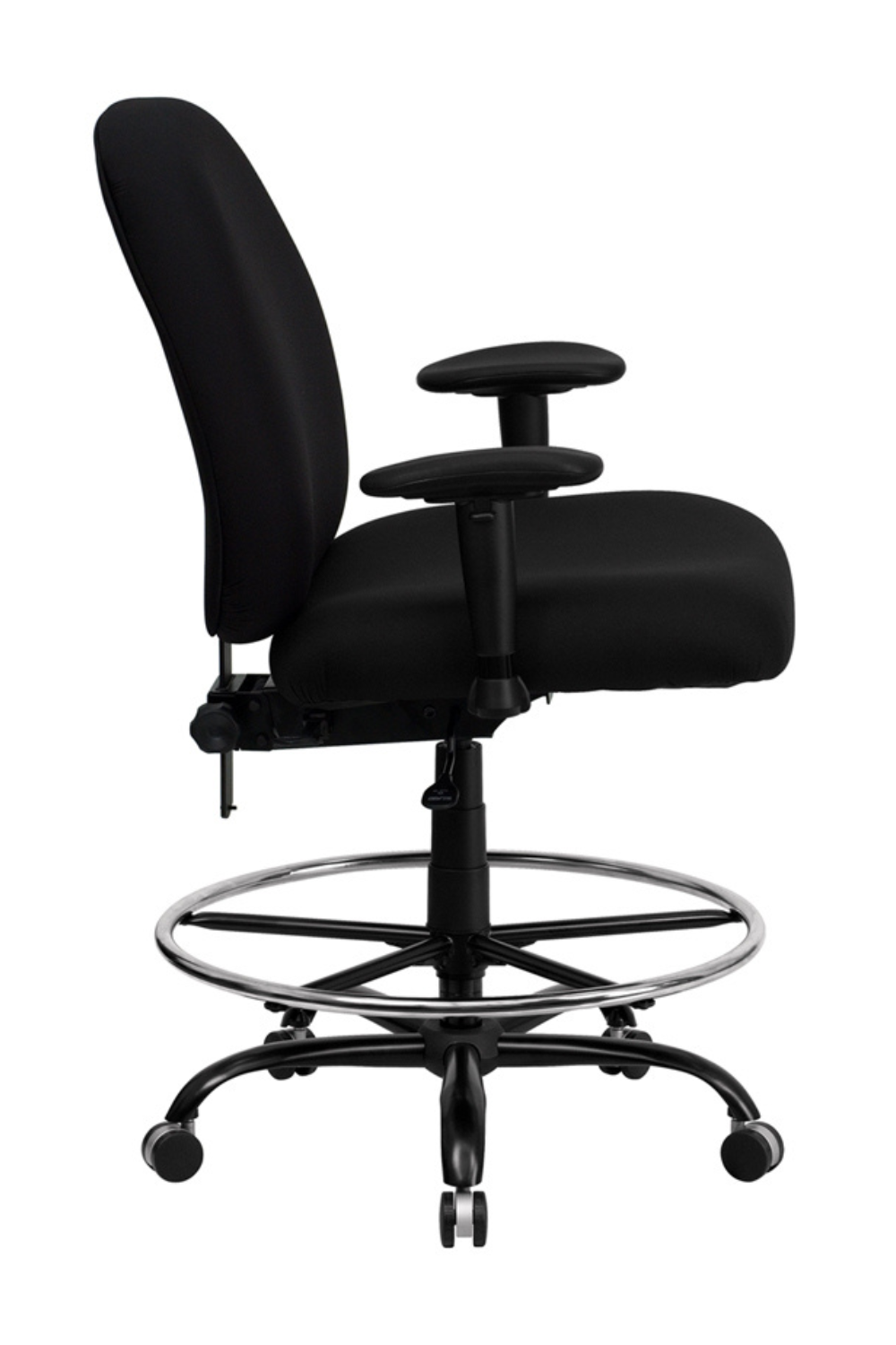 HERCULES Series Big & Tall 400 lb. Capacity Black Fabric Ergonomic Drafting Chair - Adjustable Back Height & Arms - Perfect for Office, Studio & Home Workspaces