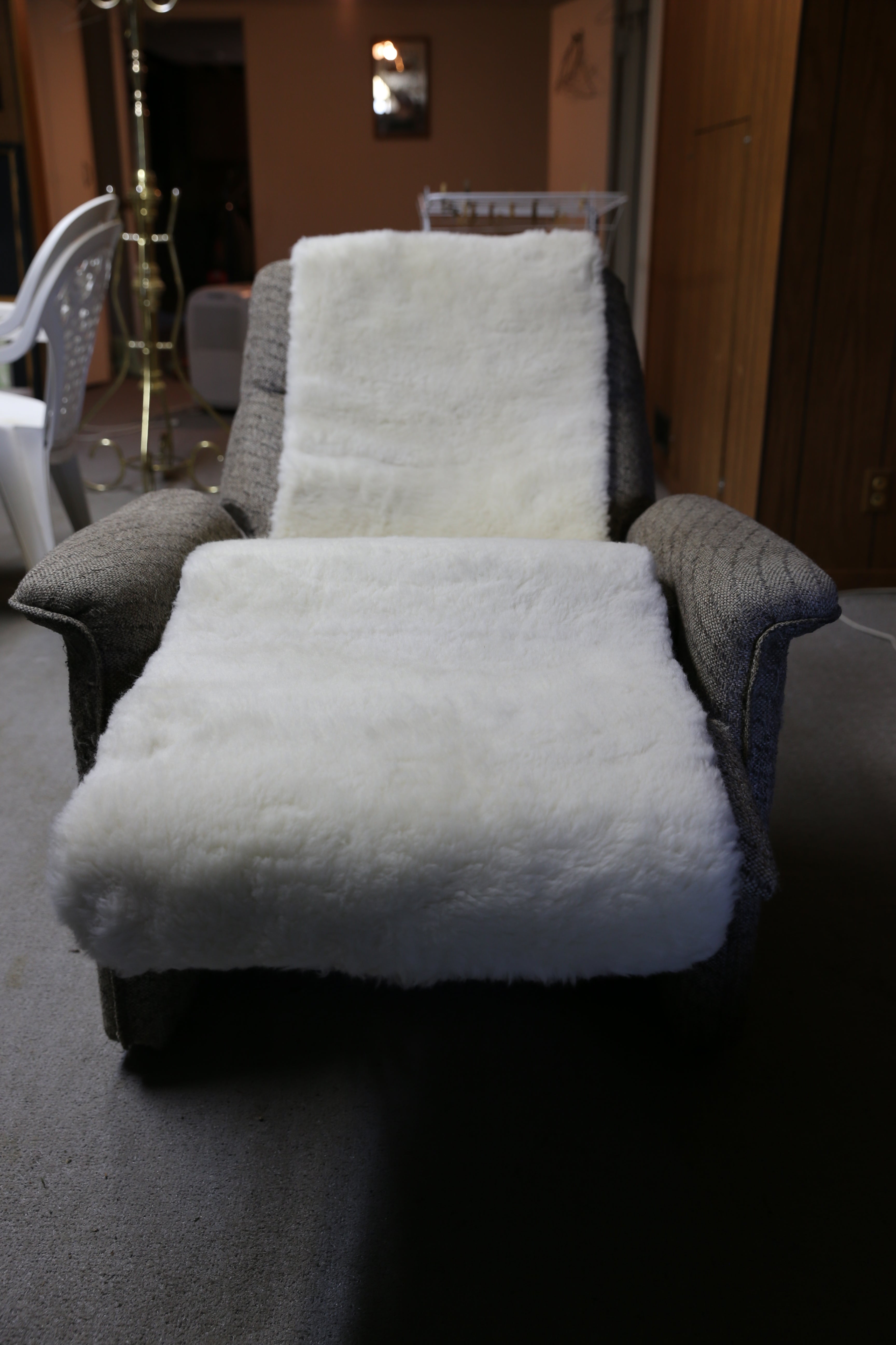 Premium Merino Wool Recliner Cover - Soft & Breathable Chair Protector for Living Room, Office, and Home Theater Comfort