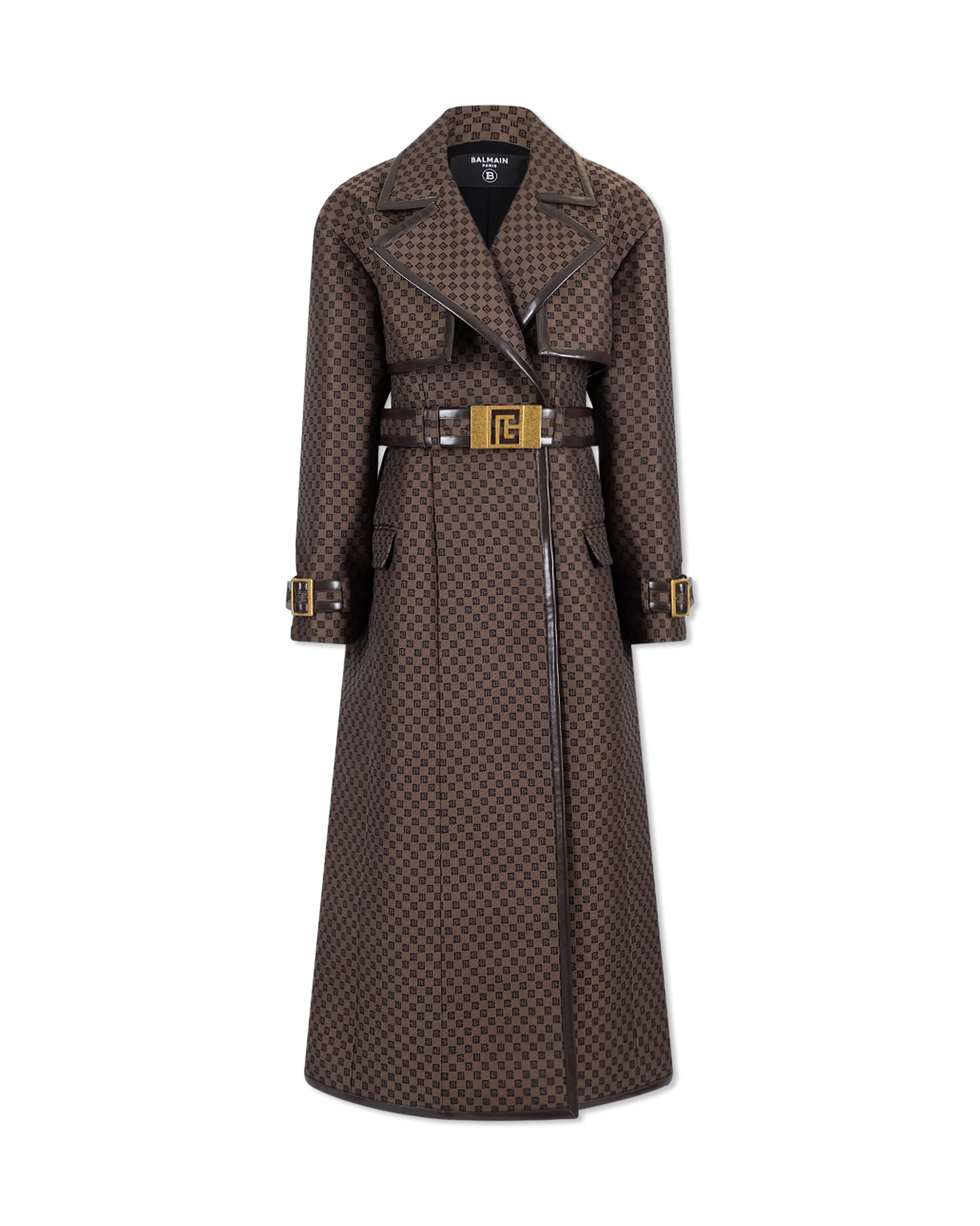 Mini Monogram Jacquard Trench Coat for Women - Lightweight Water-Resistant Spring Jacket - Perfect for Office, Travel & Date Nights