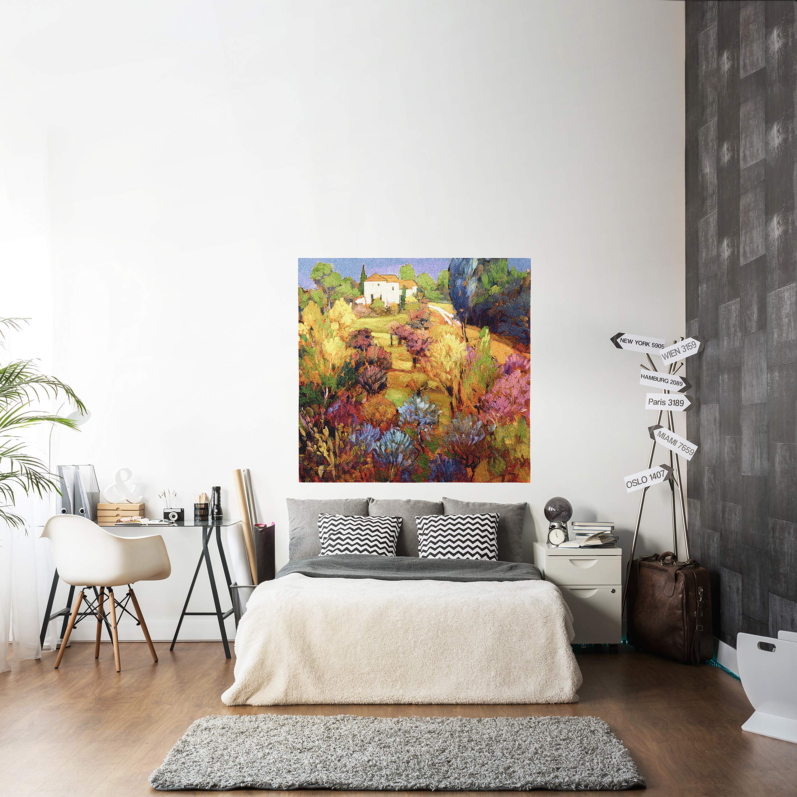 Philip Craig Spring Orchard Woven Tapestry Wall Art - 53x49 Inch Vibrant Landscape Cotton Hanging Decor for Living Room, Bedroom & Office