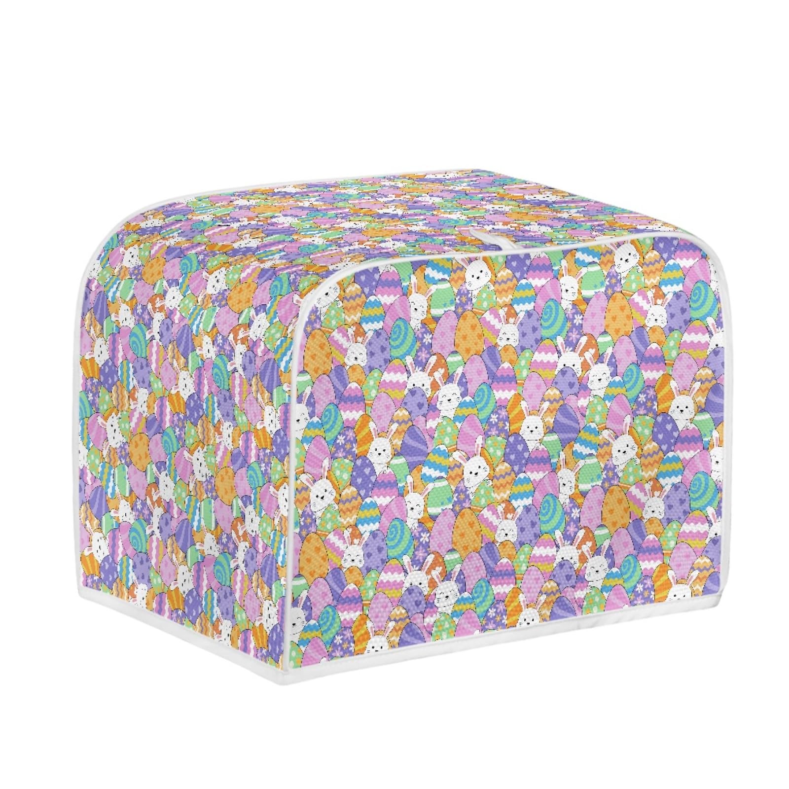 Easter Eggs & Rabbit Toaster Cover for 4 Slice Toaster Oven - Stain Resistant, Dustproof Kitchen Appliance Cover with Top Handle - Perfect for Microwave, Grill, and Kitchen Decor - Ideal for Easter, Spring Decorations, and Daily Kitchen Protection