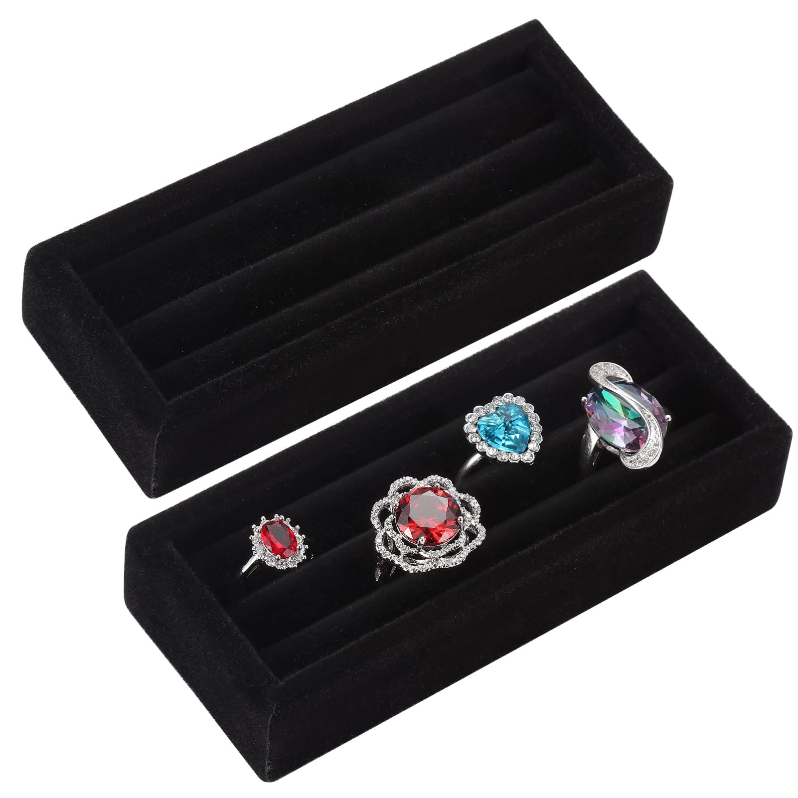 Valyria 2-Slot Velvet Jewelry Ring Organizer - Set of 2 Earring Trays for Jewelry Box, Drawer & Dresser | Elegant Display & Storage Solution for Rings, Earrings & Small Accessories | Perfect for Home, Travel & Gift Giving