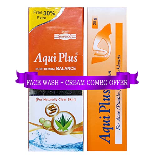 JHC Hapdco Aqui Plus Cream & Face Wash Combo Set - Hydrating Moisturizer & Cleanser for Dry & Sensitive Skin - Perfect for Daily Skincare Routine & Travel Essentials