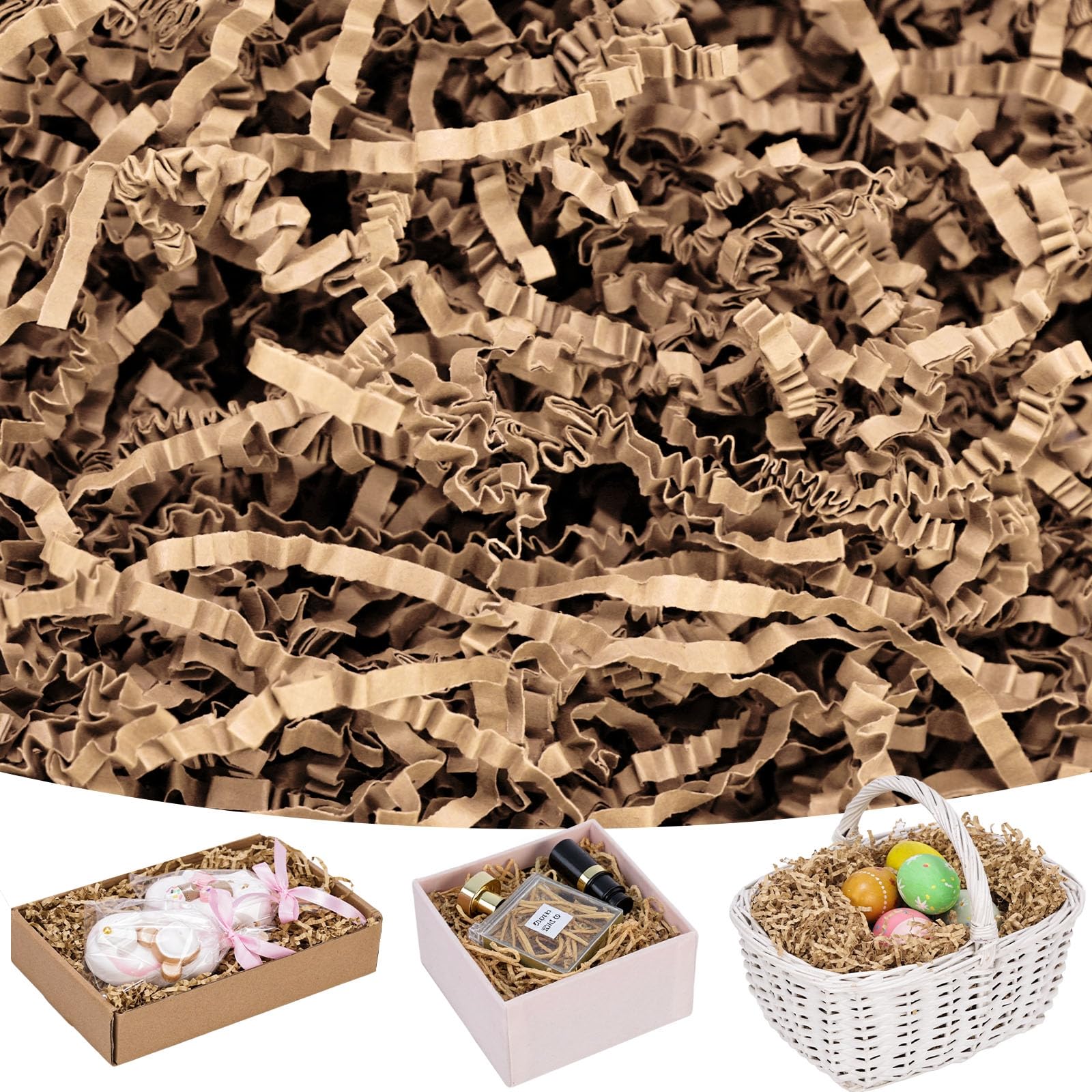 Koogel 1LB Crinkle Cut Shredded Paper - Brown Gift Basket & Box Filler, Packing Bag Stuffing for Parties, Weddings, Holidays & Home Decor