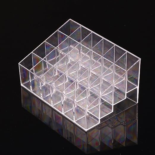 POPSHY 24-Slot Acrylic Lipstick Organizer - Clear Makeup Storage Box for Lipsticks, Cosmetics & Beauty Products - Perfect for Vanity, Dressing Table & Bathroom Organization