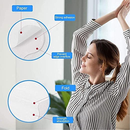 REETIK FASHION HUB 10Pcs Disposable Underarm Sweat Pads - Highly Absorbent Cotton Pads, Anti-Allergic, Antibacterial & Odor Control - Perfect for Gym, Work & Daily Comfort
