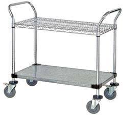 Heavy Duty 2-Tier Chrome Wire Utility Cart - 18