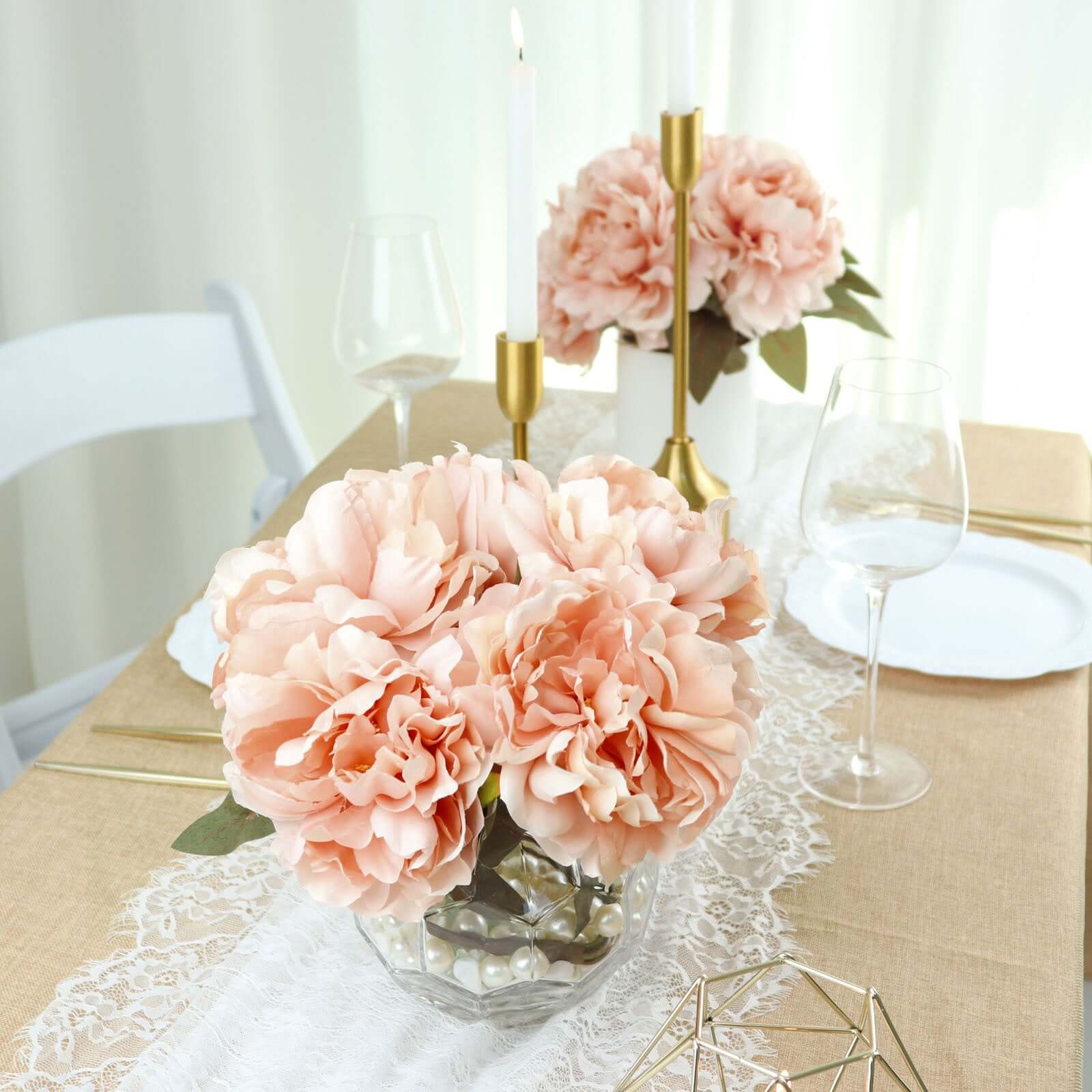 2 Pack 17 Stems Dusty Rose Artificial Silk Peony Flowers - Real Touch Peony Bouquet for Wedding Centerpieces, Home Decor, and Floral Arrangements