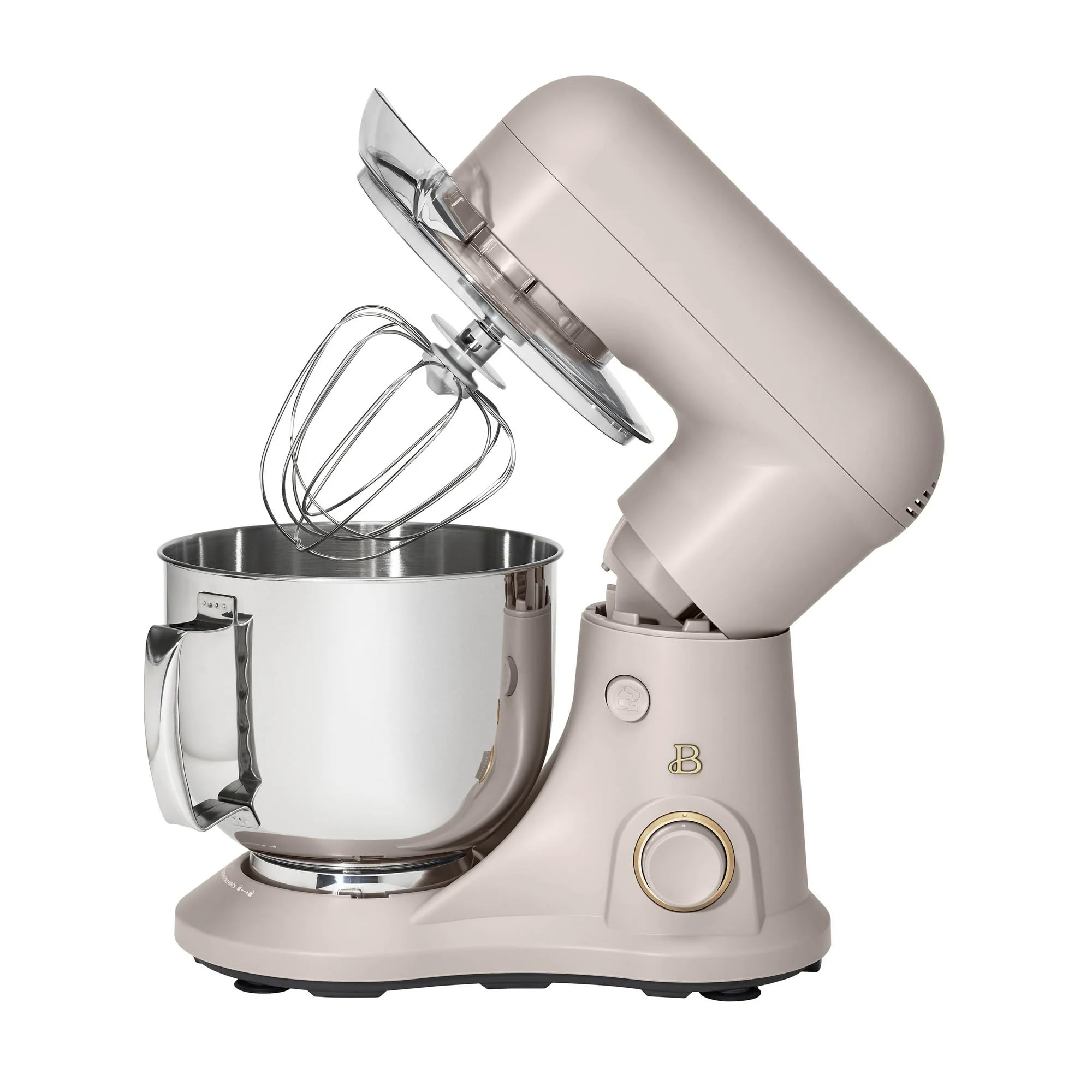5.3 Qt Stand Mixer with Tilt-Head - 300W Powerful Motor, 12 Speed Settings, Lightweight Design - Includes Beater, Whisk, Dough Hook & Splash Shield - Perfect for Baking Cakes, Cookies, Bread & More - Drew Barrymore Collection (Porcini Taupe)