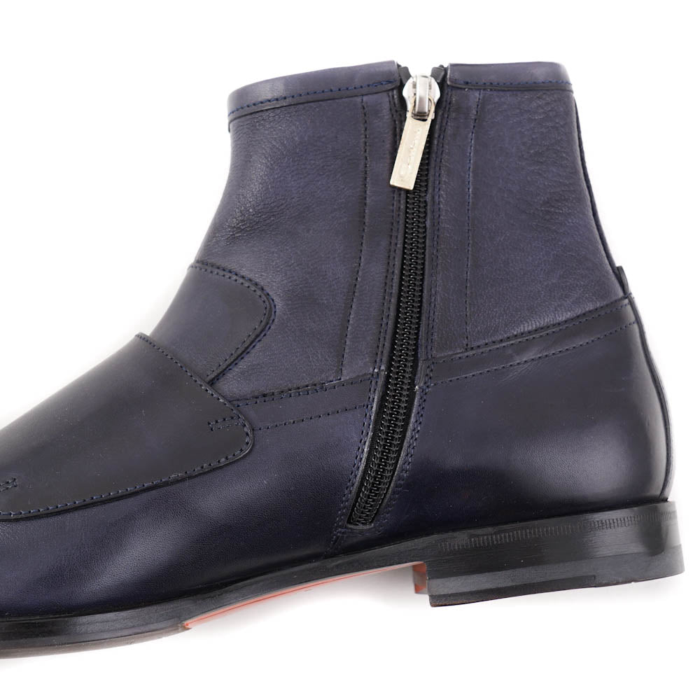 Santoni Monk Strap Boots for Men - Premium Slate Gray Leather Dress Shoes | Formal & Business Occasions