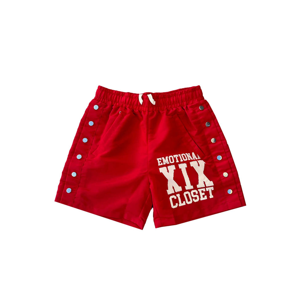 Mixed Emotions Red 'Backyard' Nylon Shirt and Shorts Set for Men - Comfortable Summer Outfit for Backyard BBQ, Beach Vacation & Casual Wear