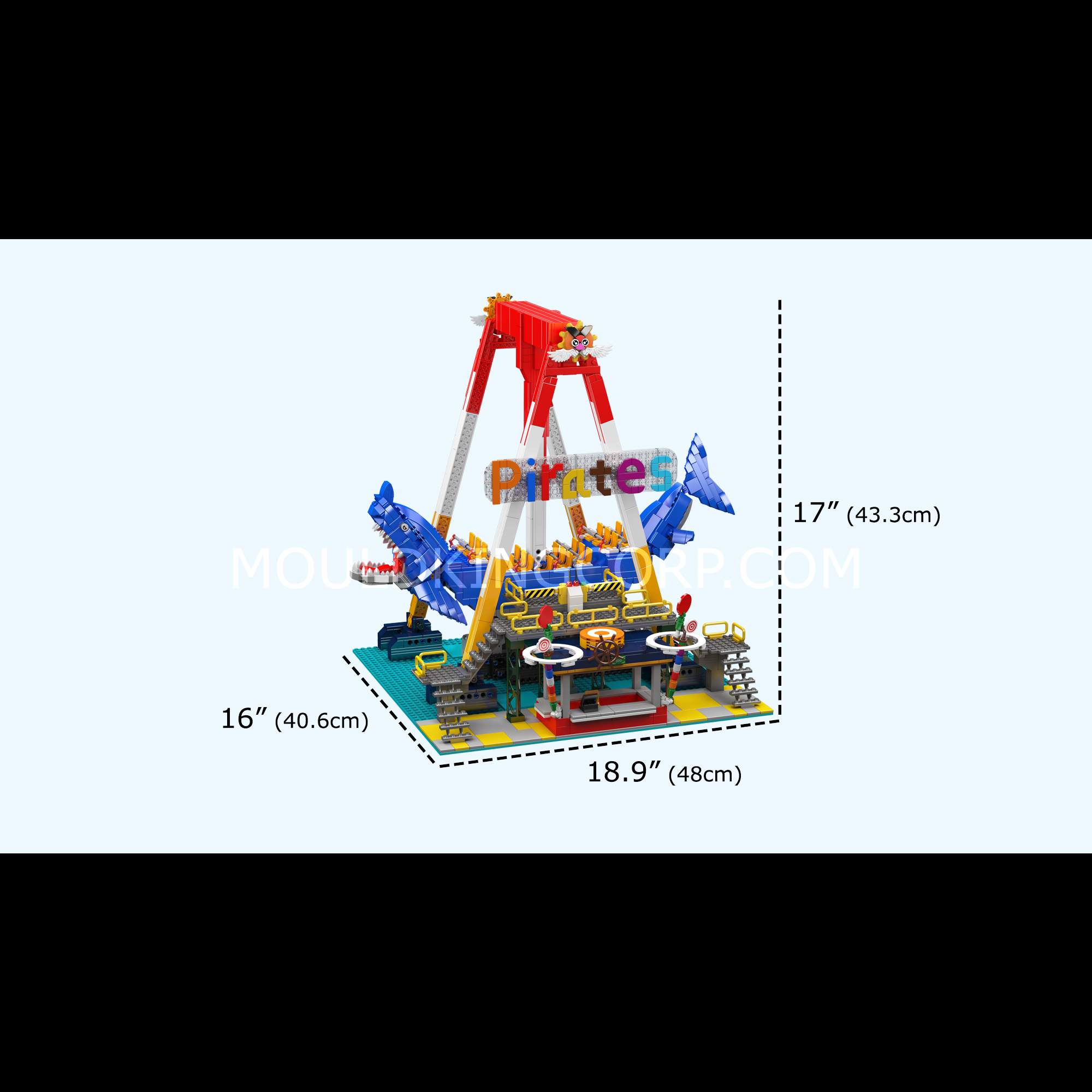 Mould King 11017 Electric Shark Pirate Ship Ride Building Set - 1922 Piece STEM Toy for Kids & Adults | Creative Play, Birthday Gift, Home Decoration, Collector's Display