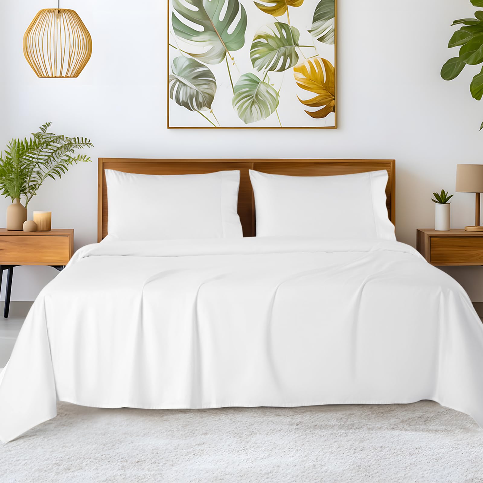 Premium 100% Egyptian Cotton Sheets Set - 1200 Thread Count King Size 4-Piece (Fits Up to 16