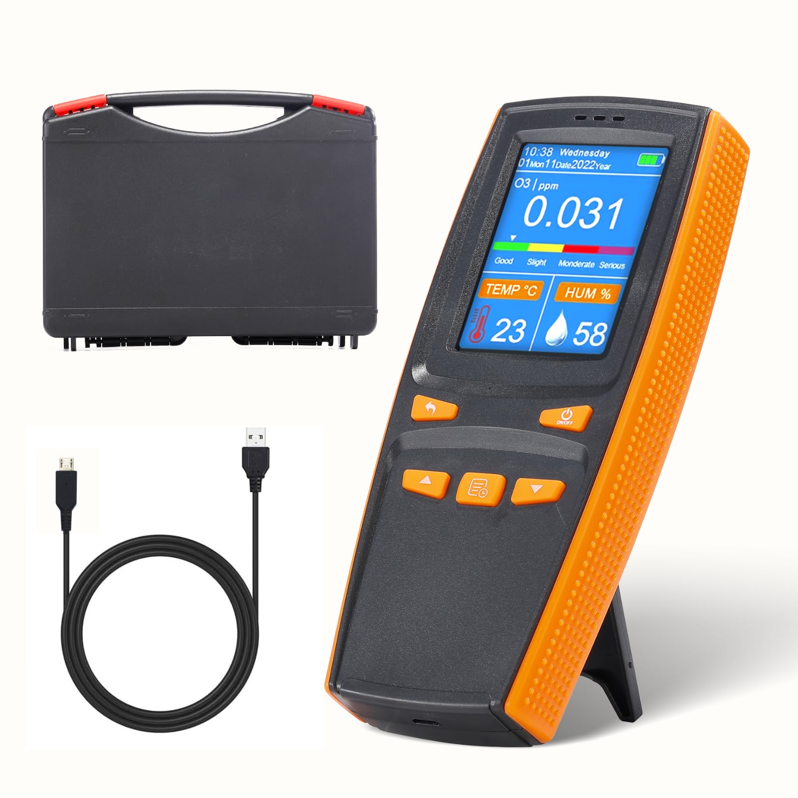 Ozone Detector & O3 Air Quality Monitor - Portable Gas Tester Meter for Home, Indoor Air Pollution Detection - Perfect for Kitchen, Bedroom, Office and Baby Room Safety Monitoring