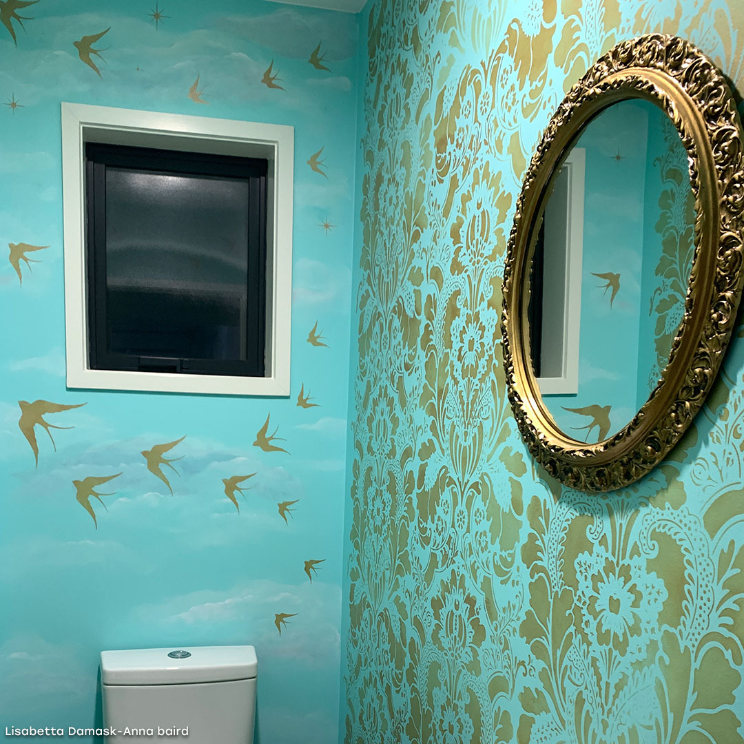 Lisabetta Damask Wall Stencil - Reusable DIY Painting Template for Home Decor, Accent Walls & Furniture - Perfect for Bedroom, Living Room & Nursery Renovation