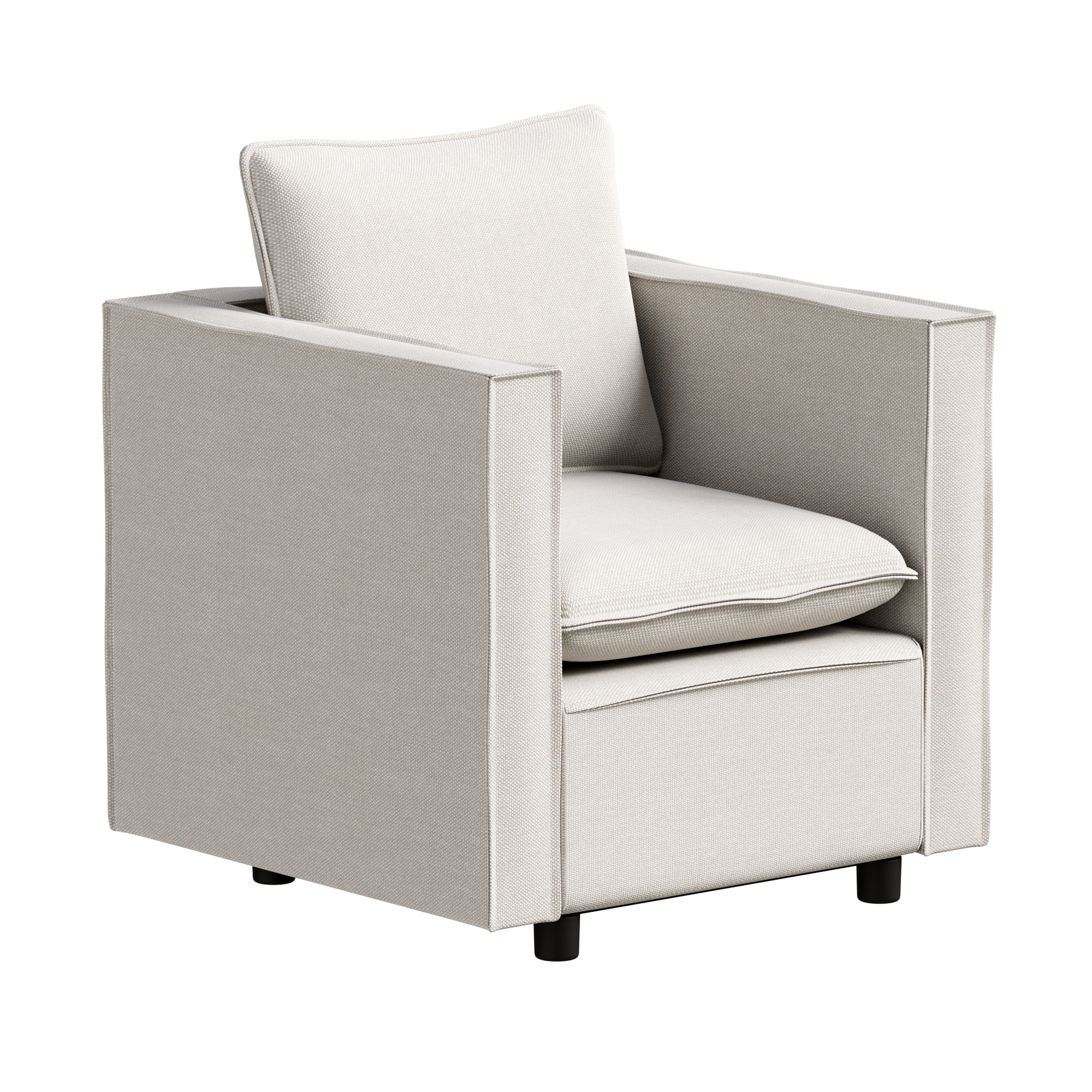 Beige Comfortable Single Sofa Chair - Soft Breathable Seat Cushions, Modern Armchair for Bedroom, Living Room Corner & Reading Nook - Cozy Home Decor Accent